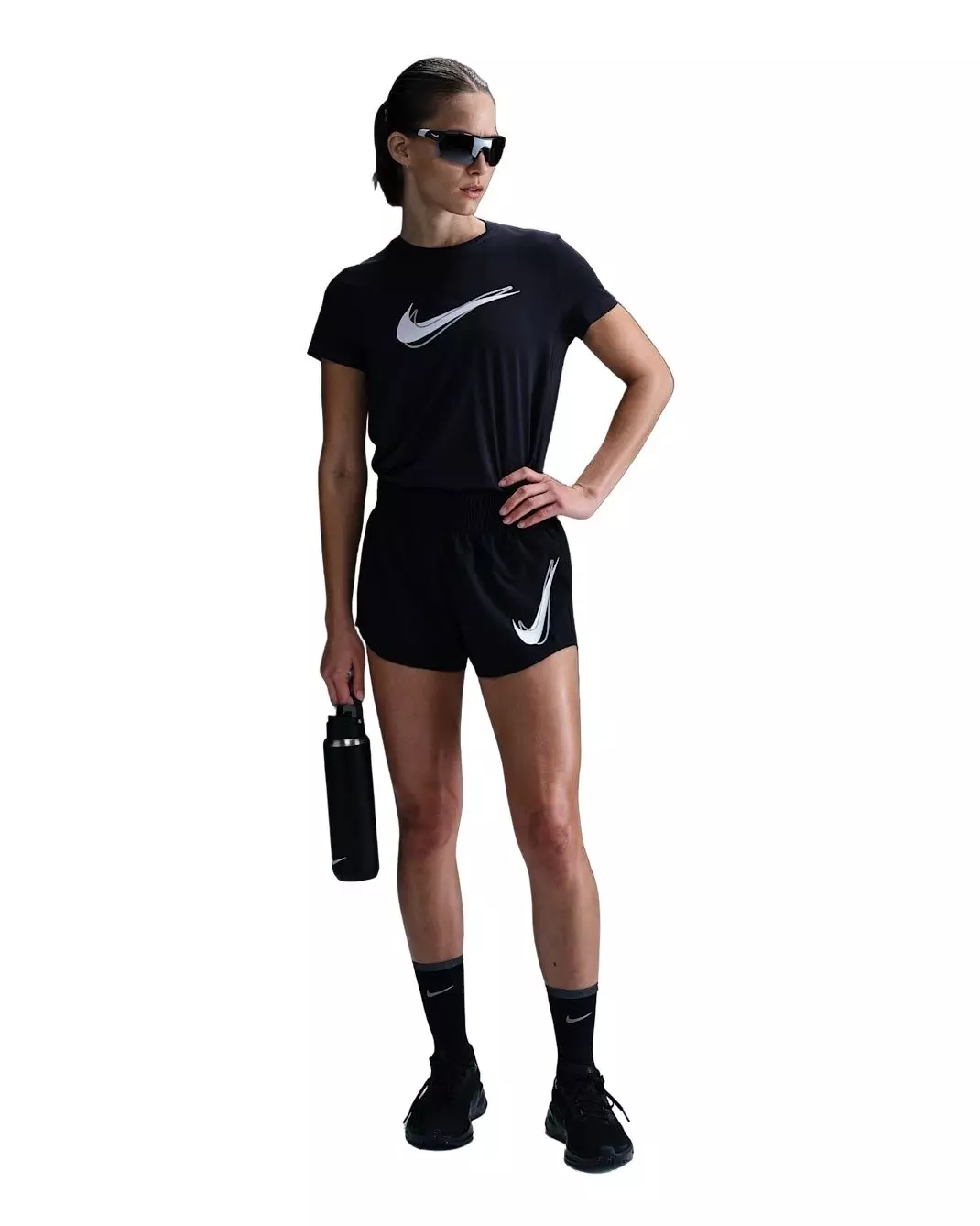 Nike Women's One Dri-FIT Mid-Rise Brief-Lined Running Shorts -Black - BLACK