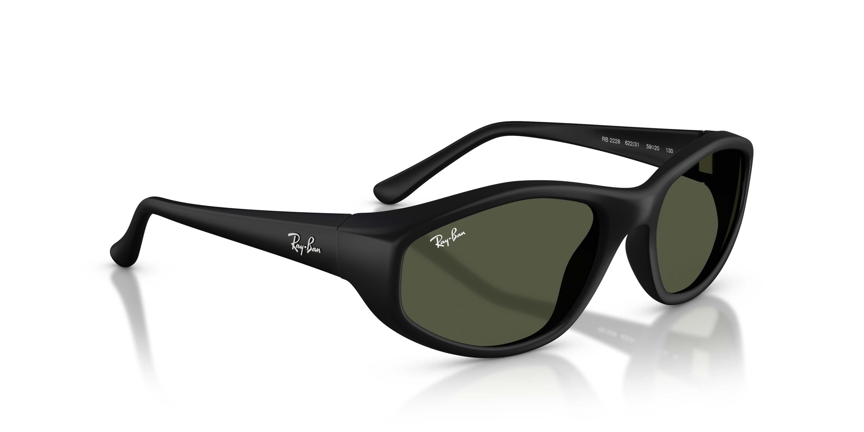 Ray-Ban RB2228 Dark Green Sunglasses - Rubber Black - BLACK/GREEN