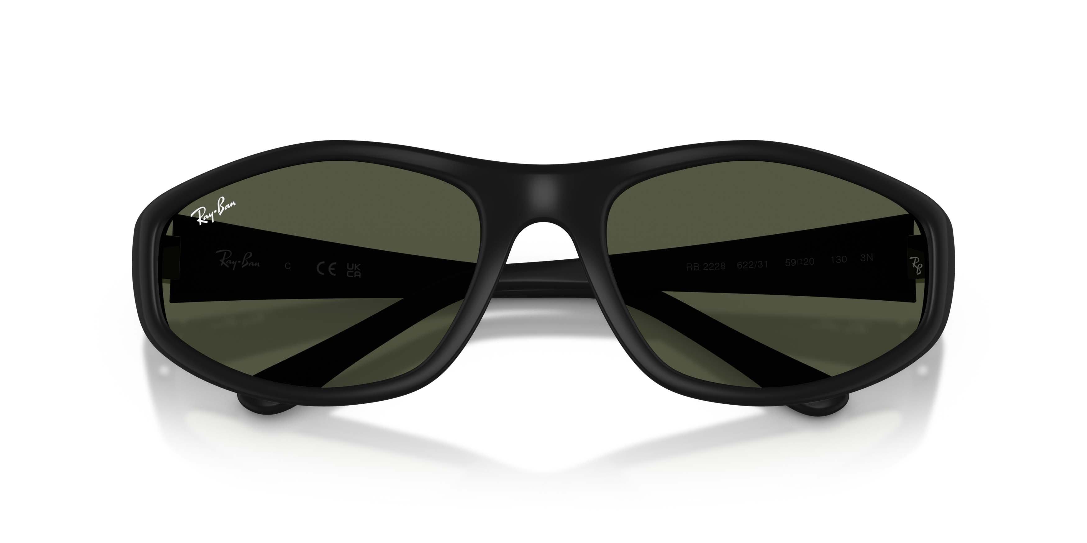 Ray-Ban RB2228 Dark Green Sunglasses - Rubber Black - BLACK/GREEN
