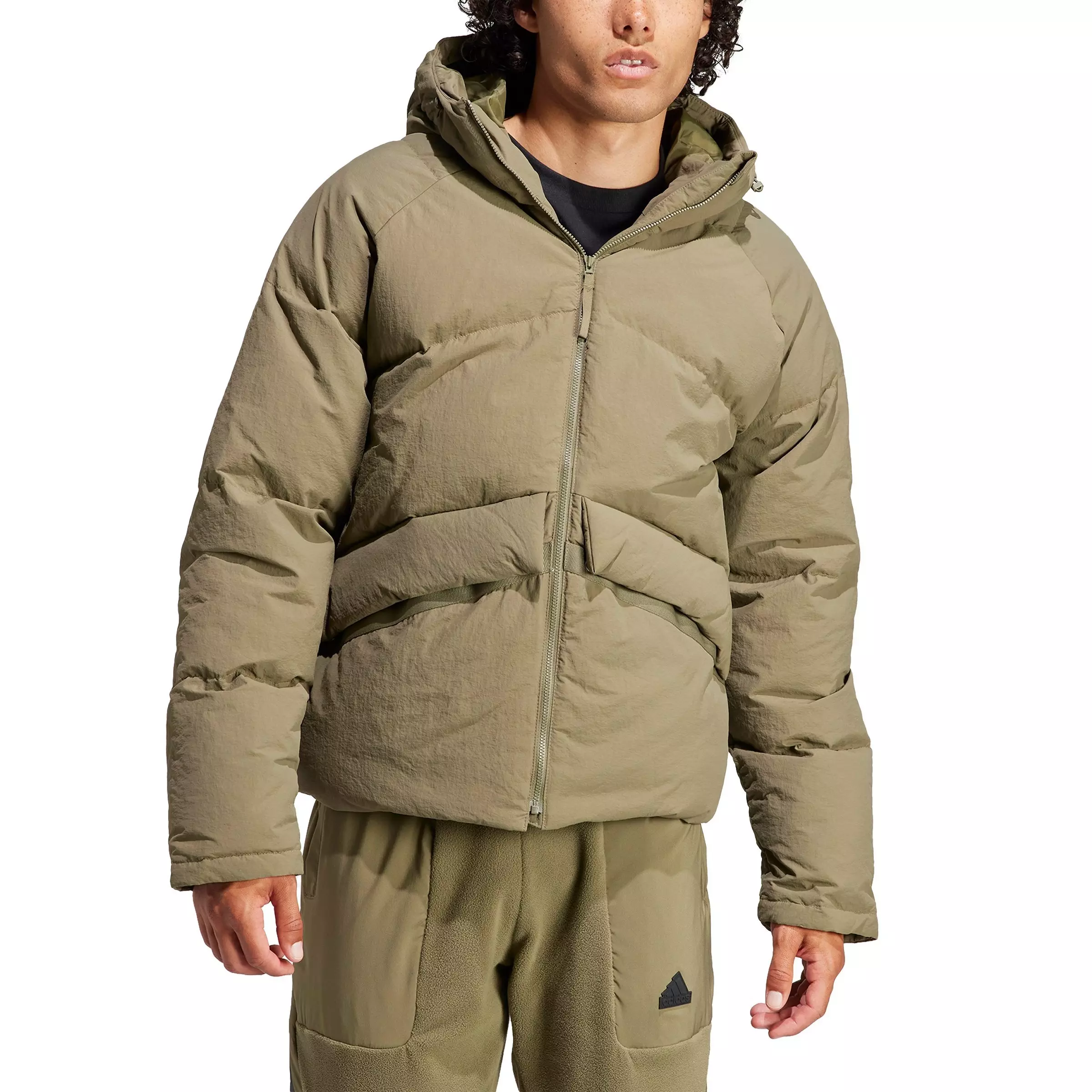 adidas Men's Sportswear Big Baffle Jacket -Olive Green - OLIVE GREEN