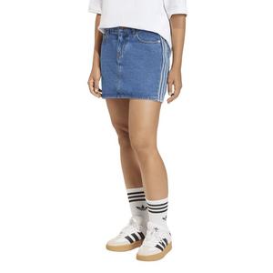 adidas Originals Women's 3 Stripes Medium Blue Wash Denim Skirt