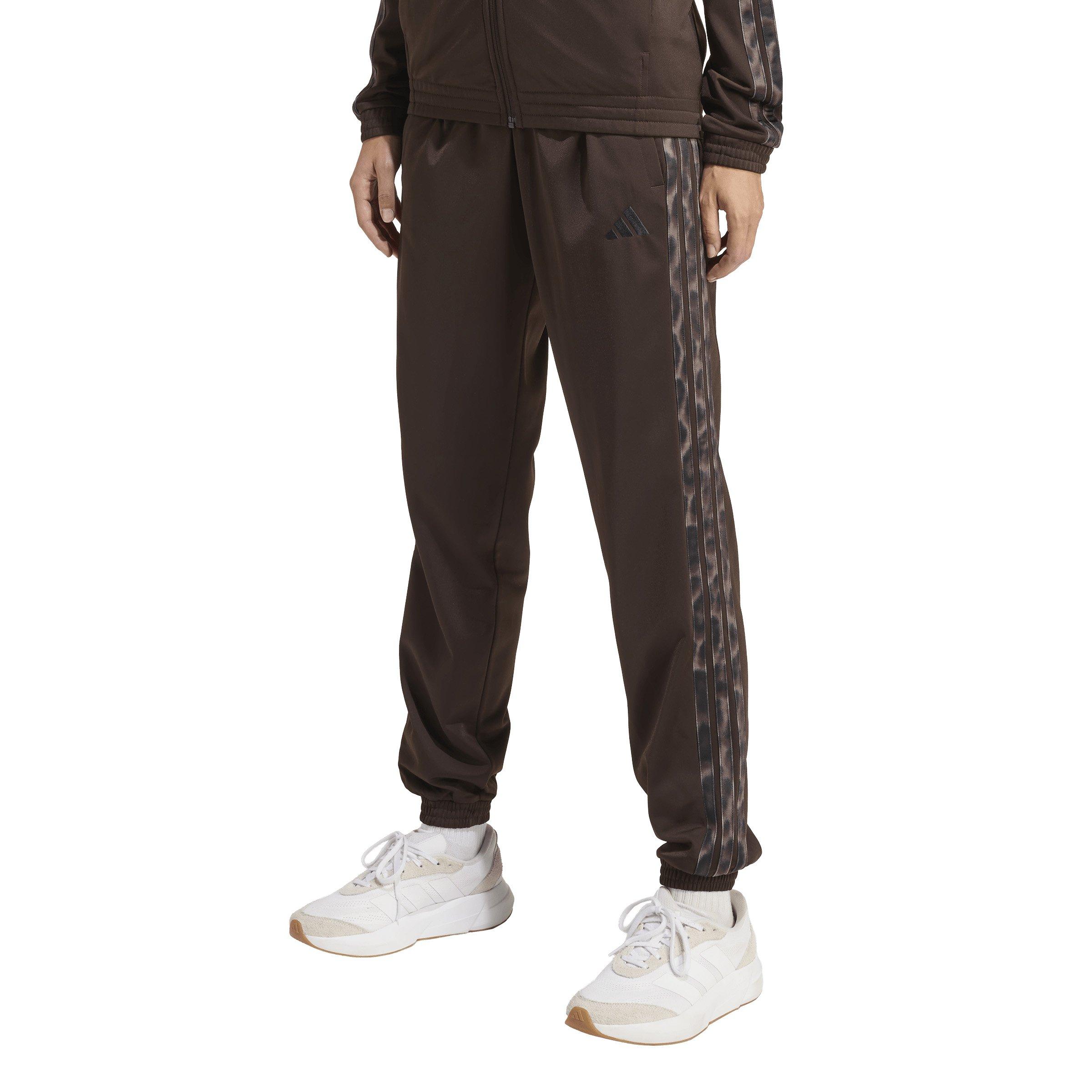 adidas Women's Tricot 3-Stripes Leopard Print Tracksuit Pants - Brown - BROWN Thumbnail View 1