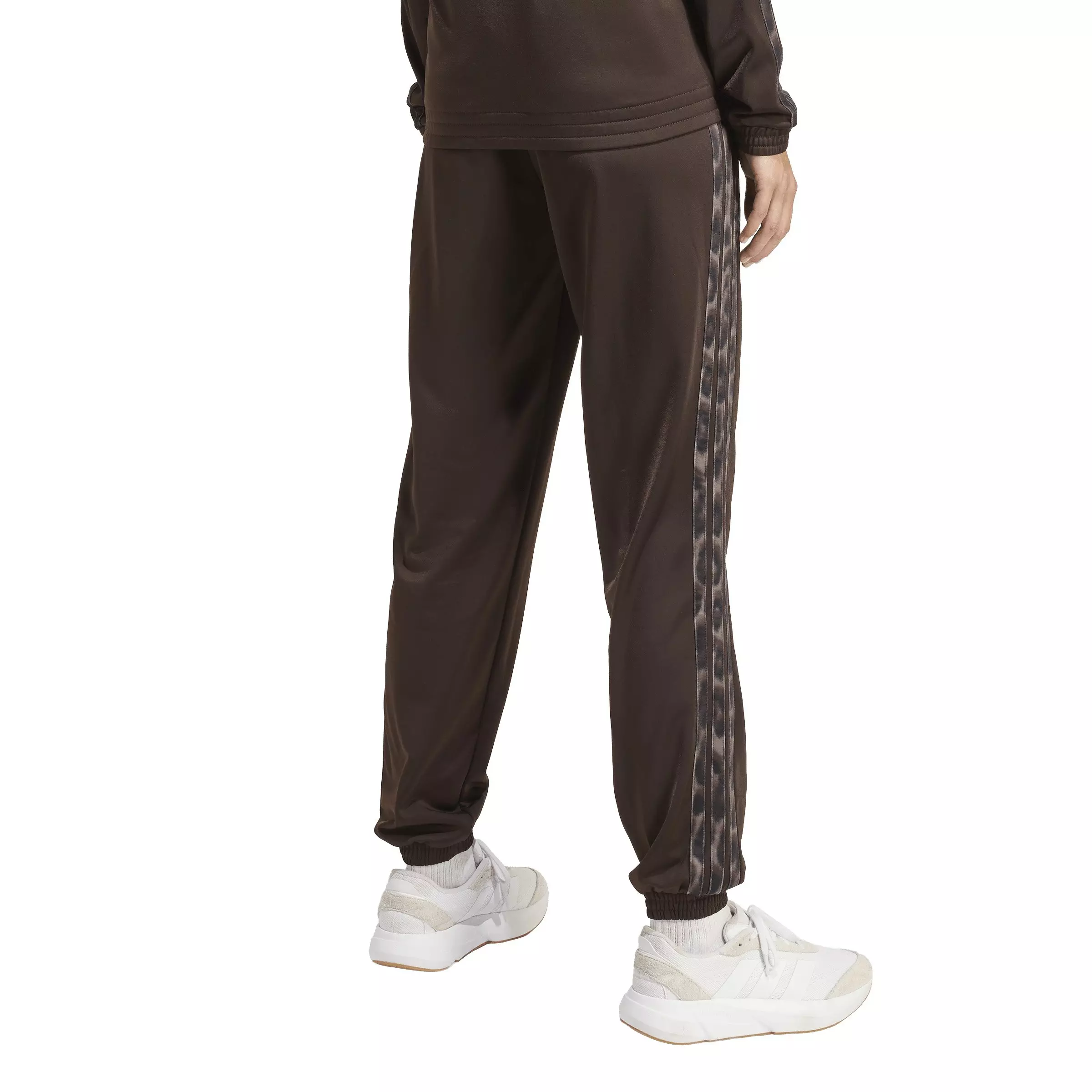 adidas Women's Tricot 3-Stripes Leopard Print Tracksuit Pants - Brown - BROWN