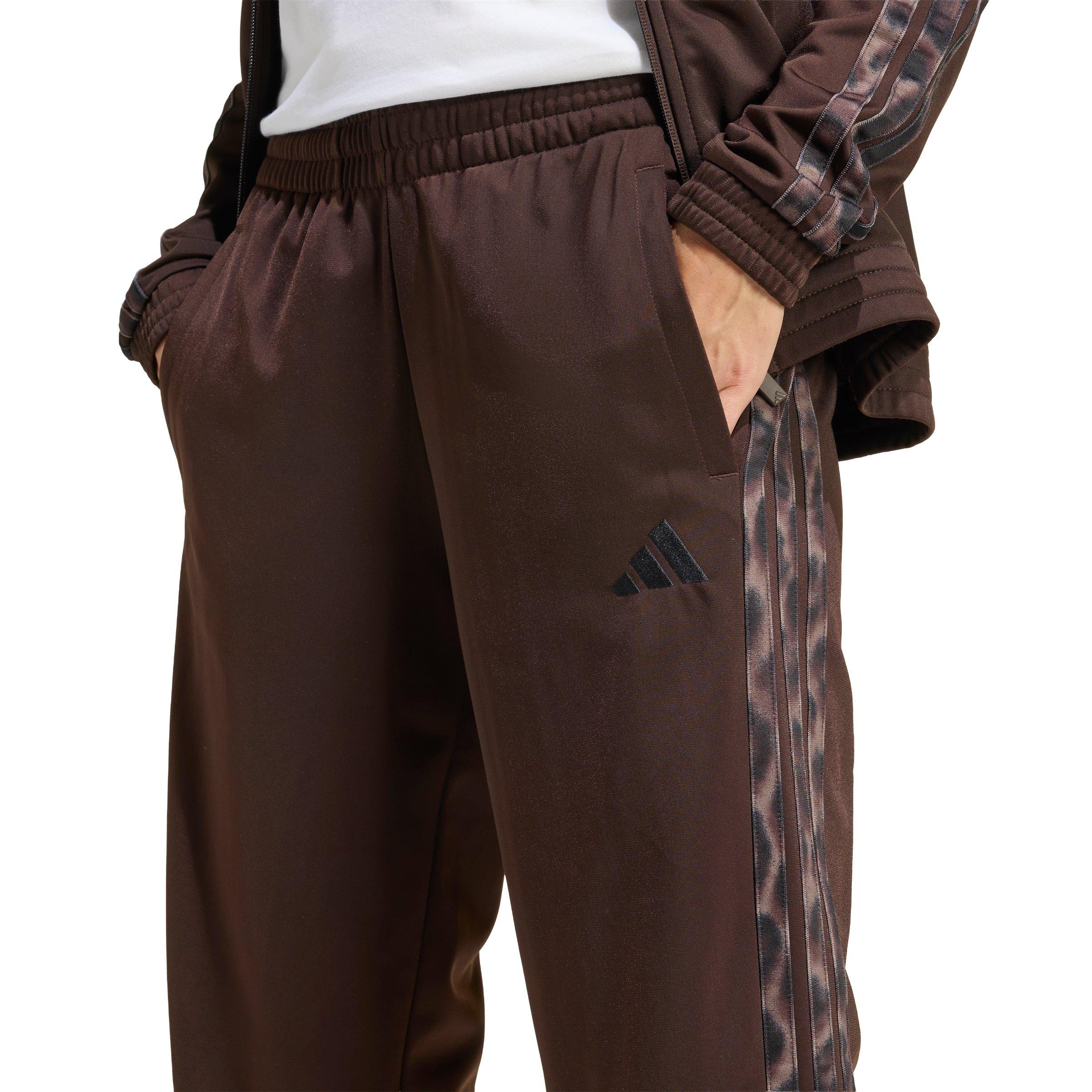 adidas Women's Tricot 3-Stripes Leopard Print Tracksuit Pants - Brown - BROWN Thumbnail View 3