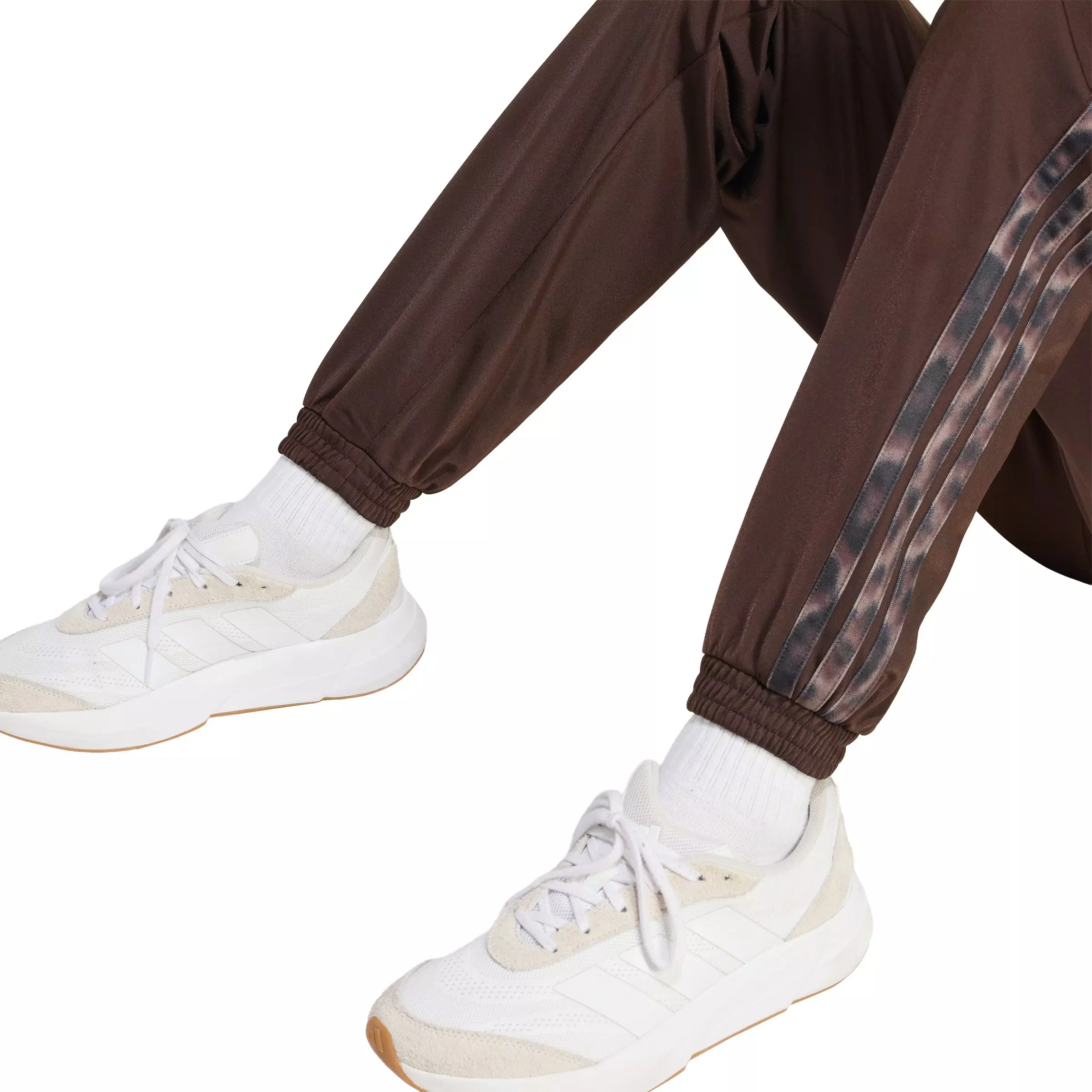 adidas Women's Tricot 3-Stripes Leopard Print Tracksuit Pants - Brown - BROWN