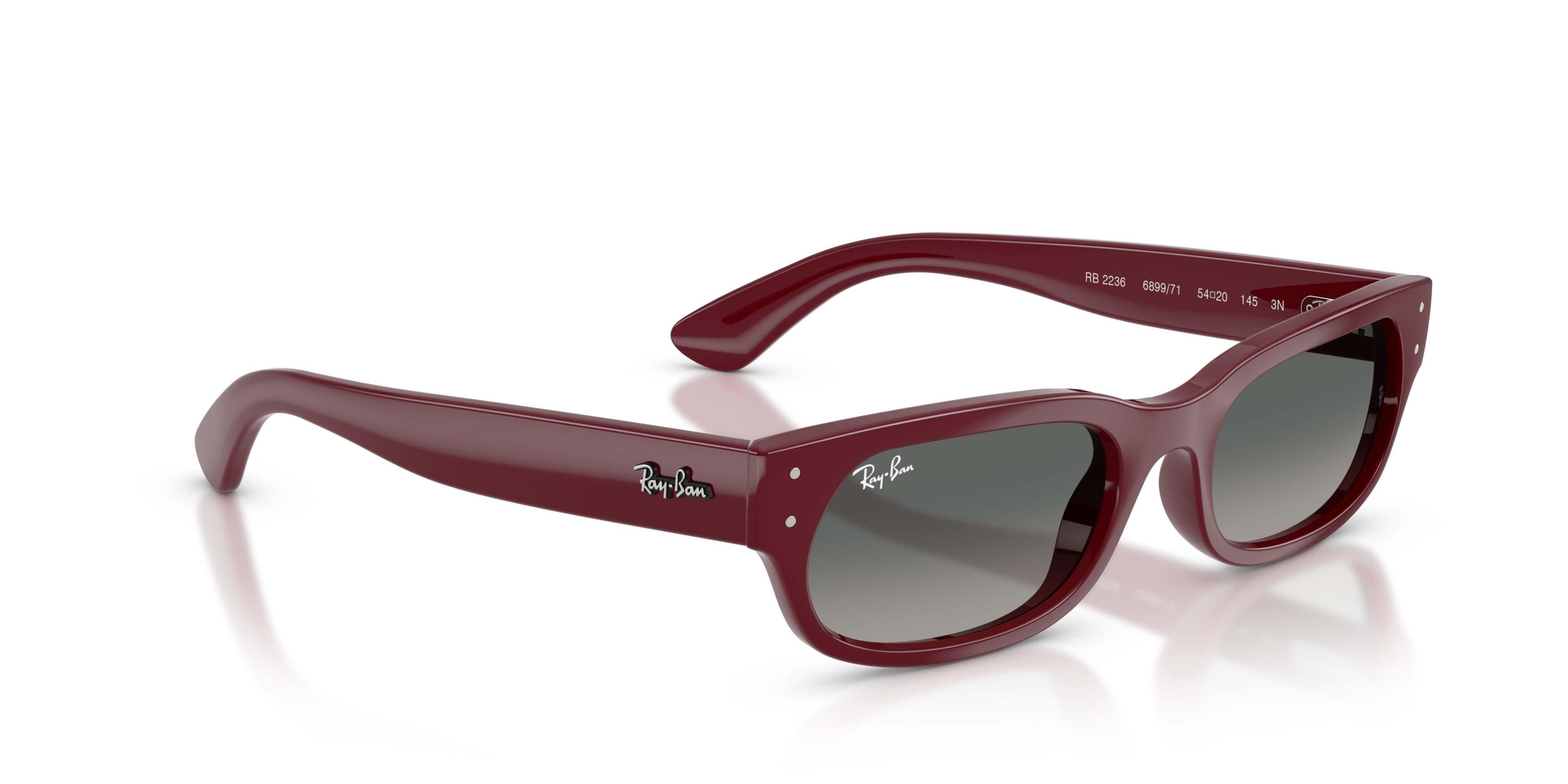 Ray-Ban RB2236 Light Grey Gradient Dark Grey Sunglasses - Bordeaux - RED/GREY