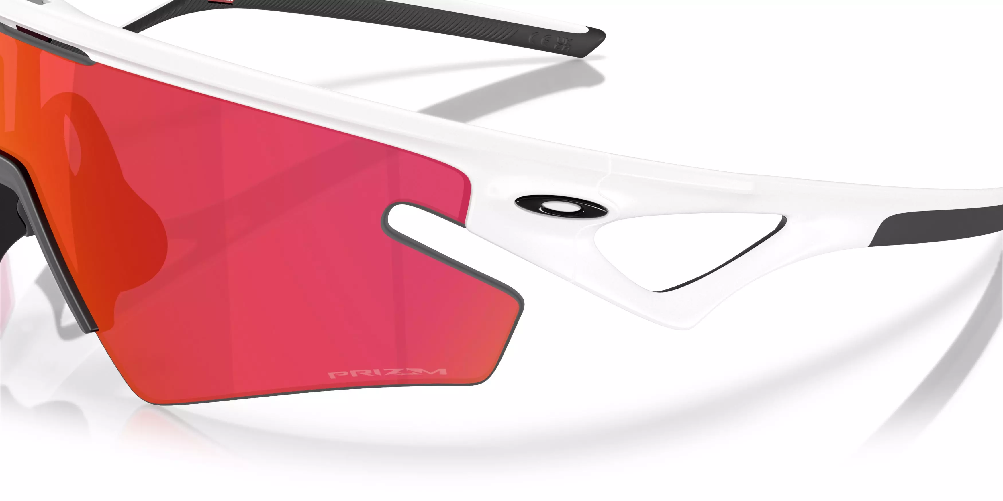 Oakley Sphaera Slash Prizm Field Sunglasses - Matte White - WHITE/RED
