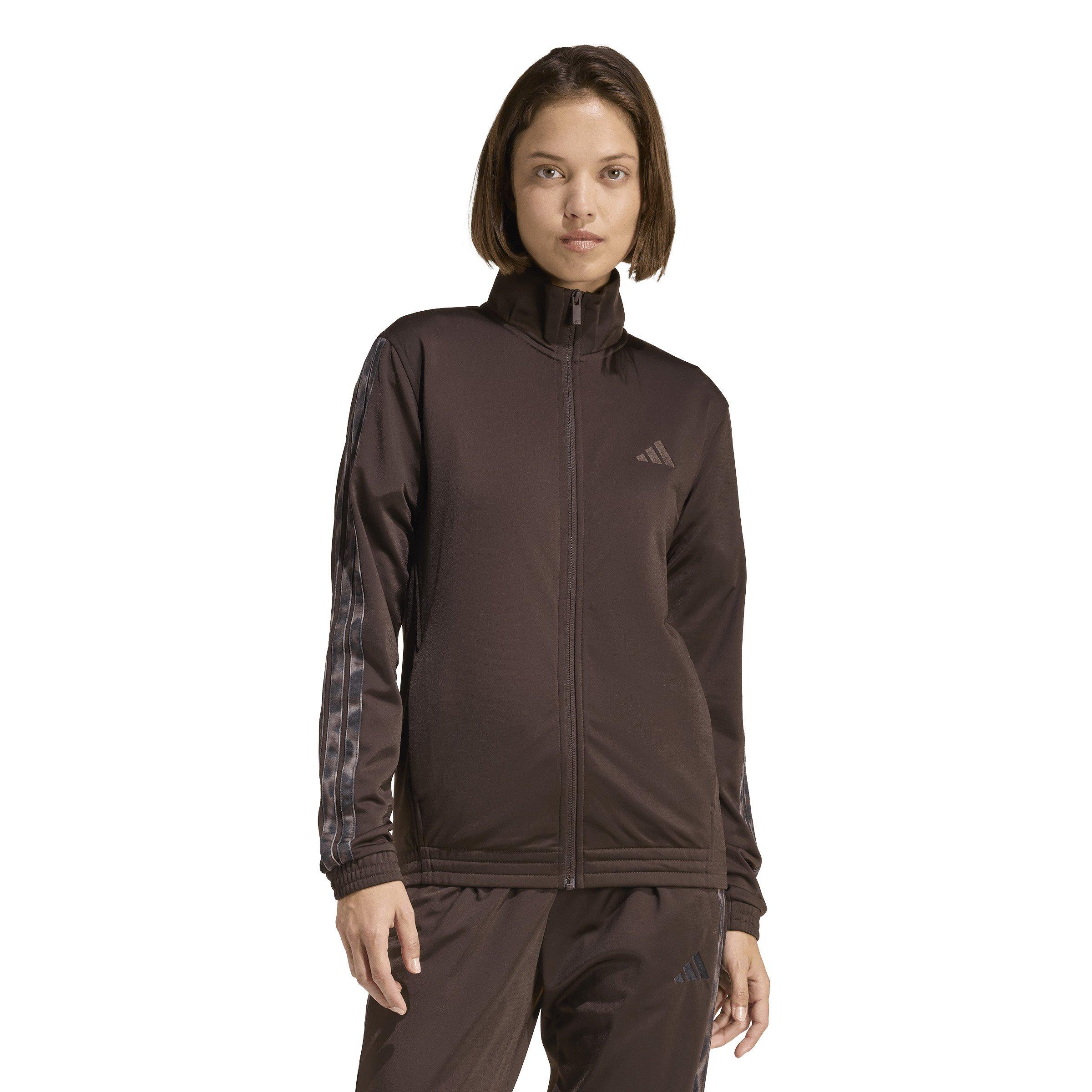 adidas Women's 3-Stripes Leopard Print Track Top - Brown - BROWN Thumbnail View 1