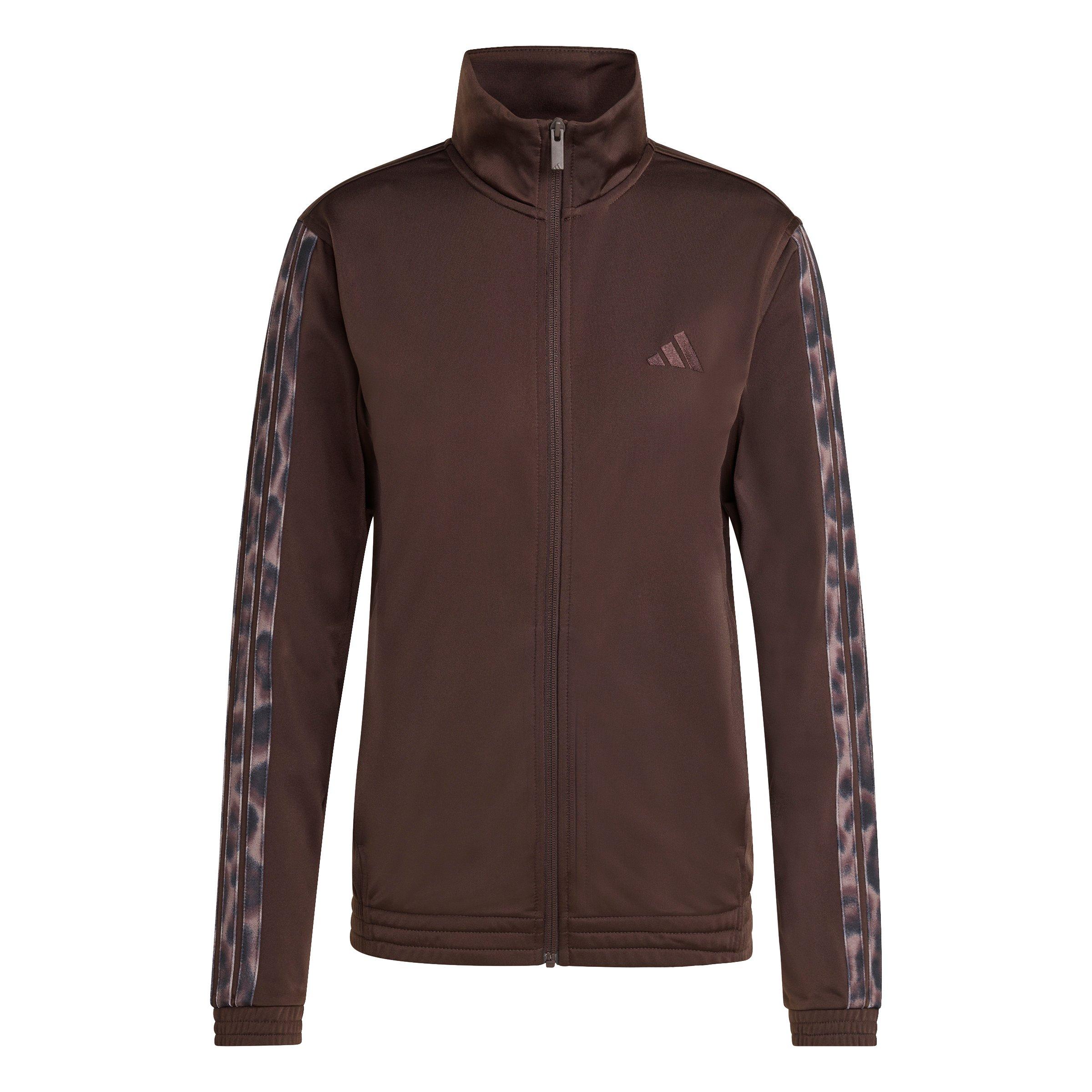 adidas Women's 3-Stripes Leopard Print Track Top - Brown - BROWN Thumbnail View 6