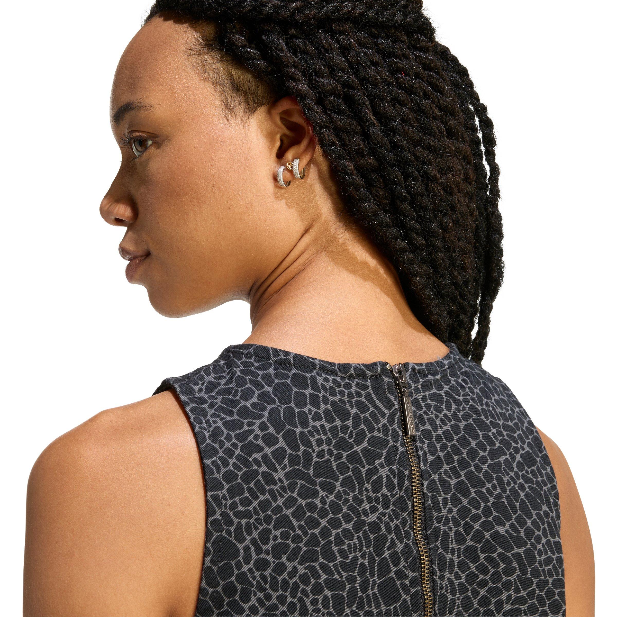 adidas Originals Women's AOP Dungaree Dress - Black/Grey - BLACK/GREY Thumbnail View 3