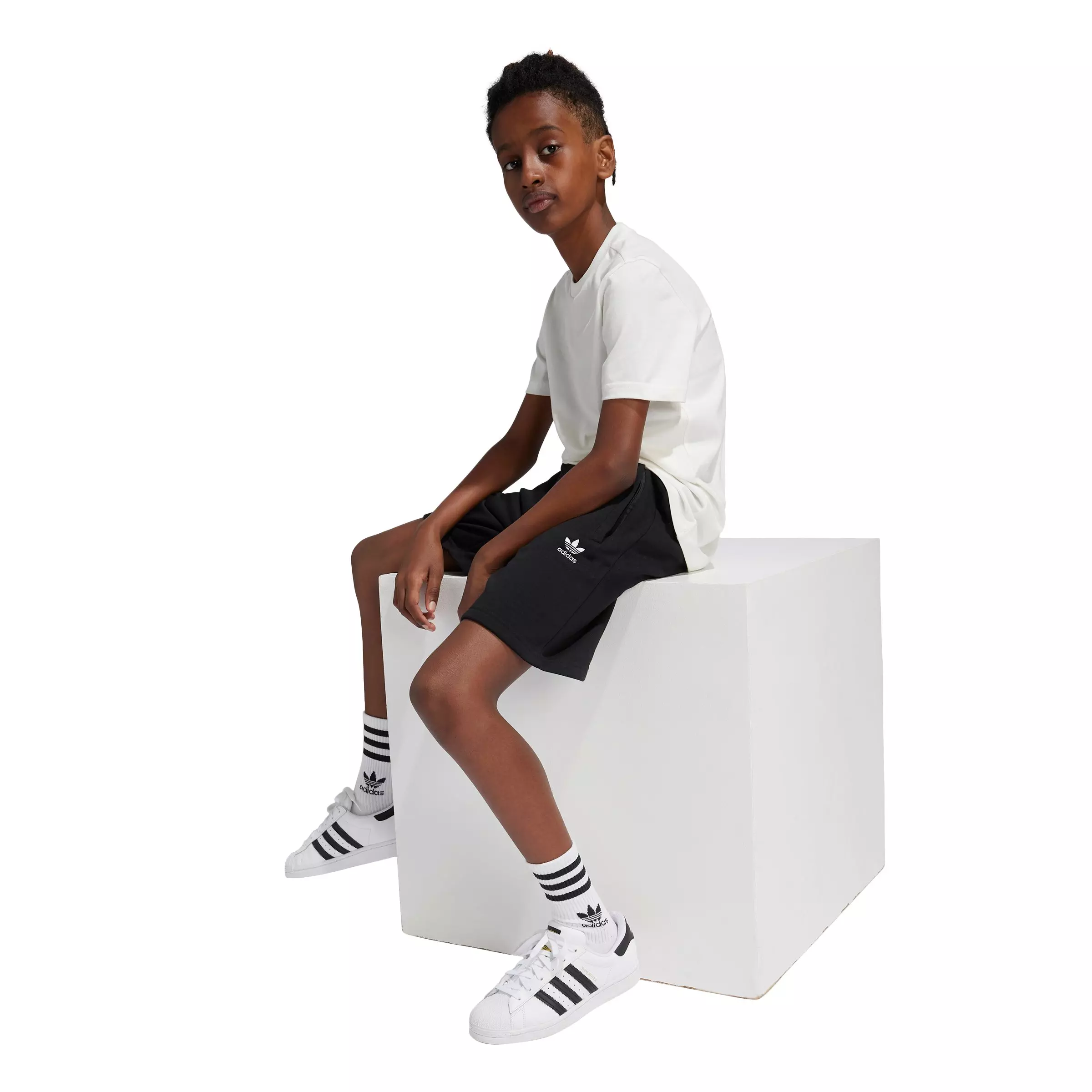 adidas Originals Big Kids' Fleece Shorts - Black - BLACK