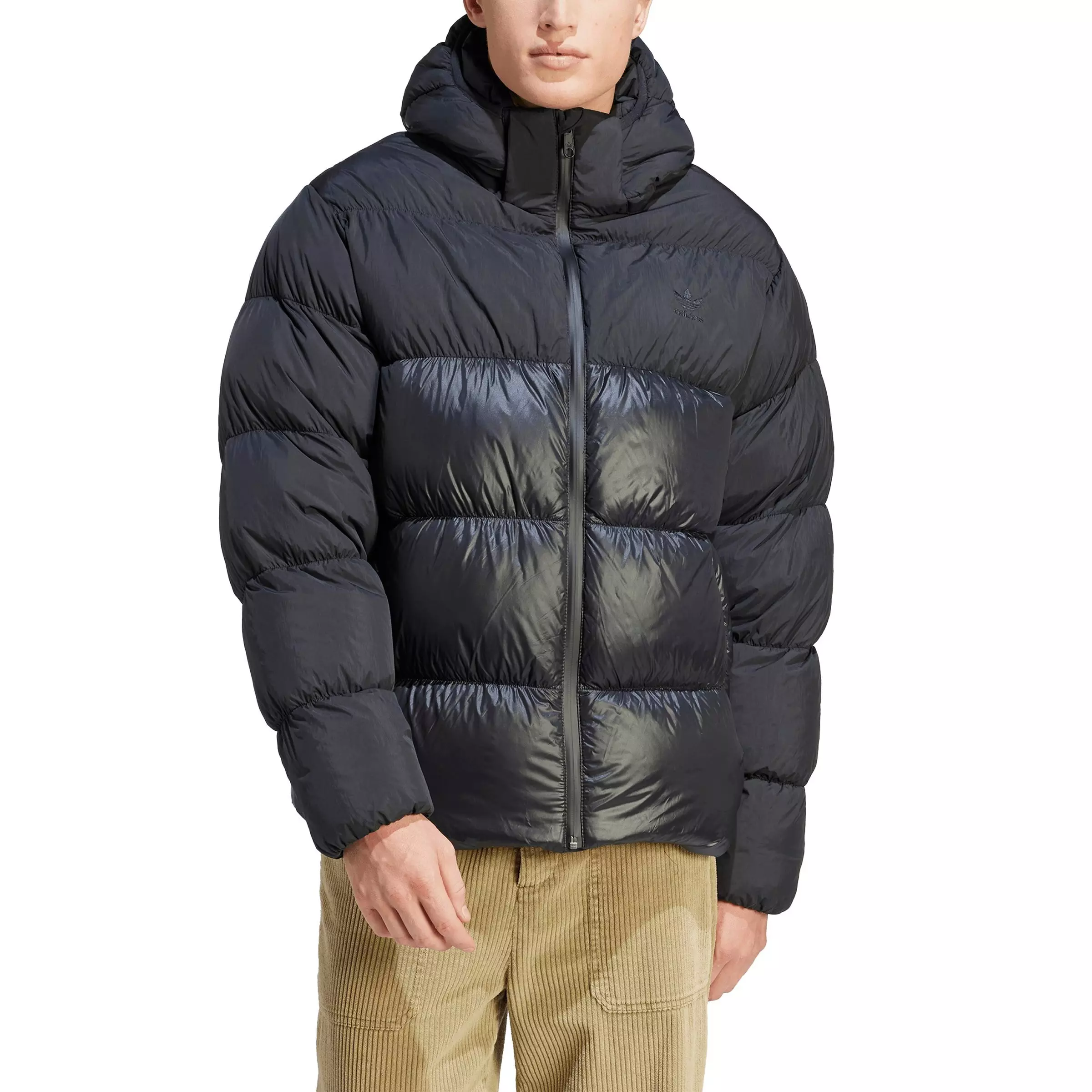 adidas Originals Men's Adicolor Down Regen Hooded Puffer Jacket -Black - BLACK