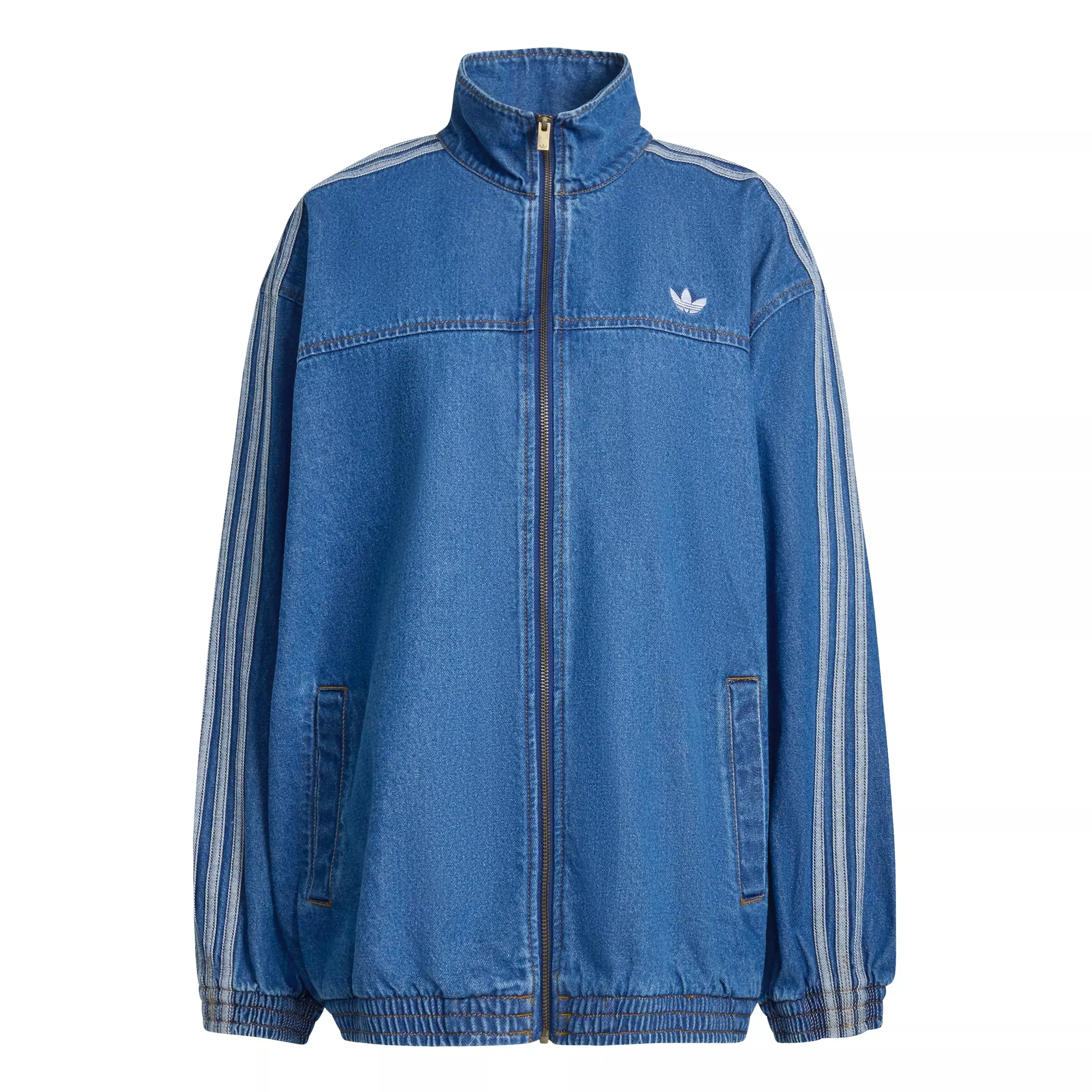 adidas Originals Women's Firebird Adilenium Medium Blue Denim Track Jacket - DENIM