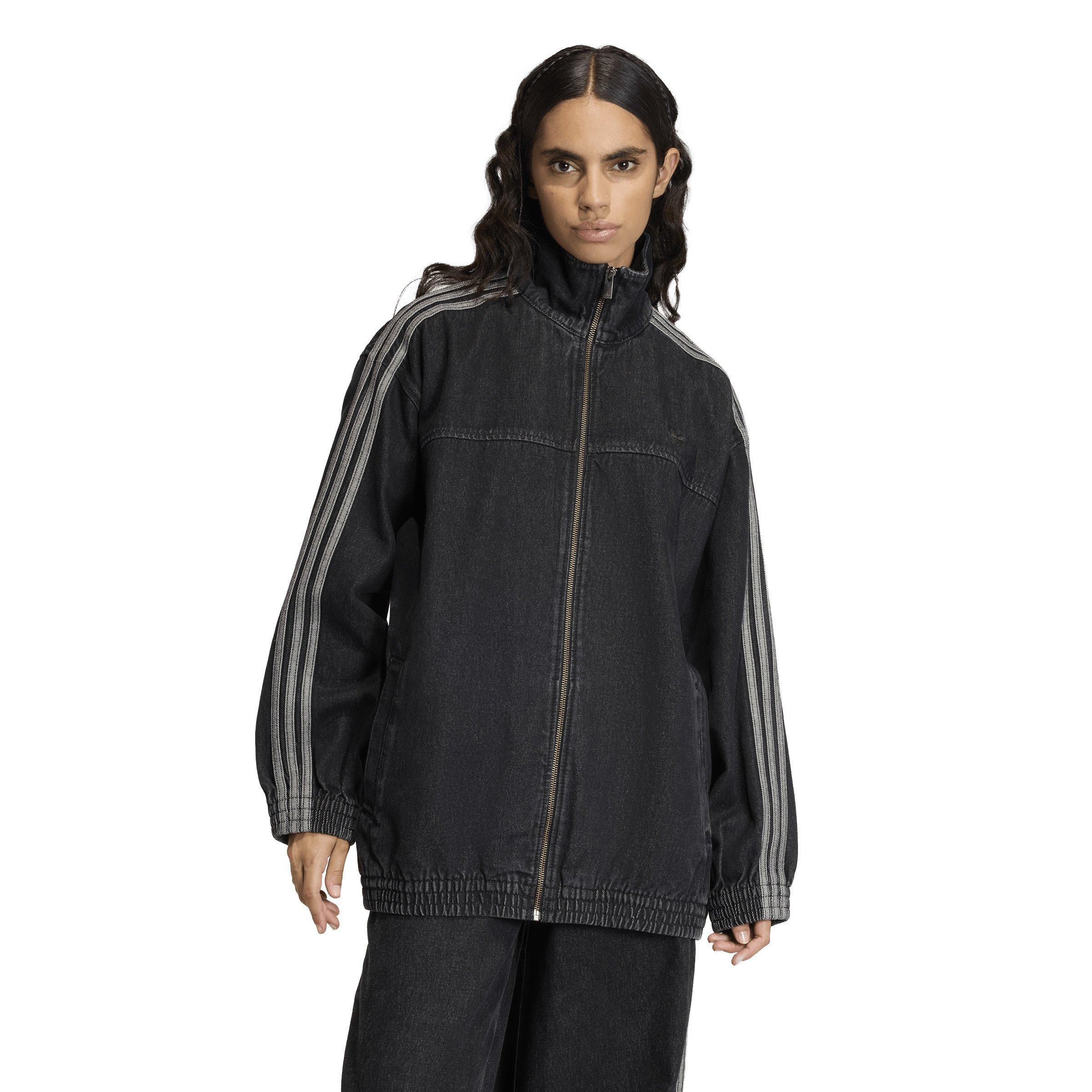 adidas Originals Women's Firebird Adilenium Black Denim Track Jacket - BLACK Thumbnail View 1