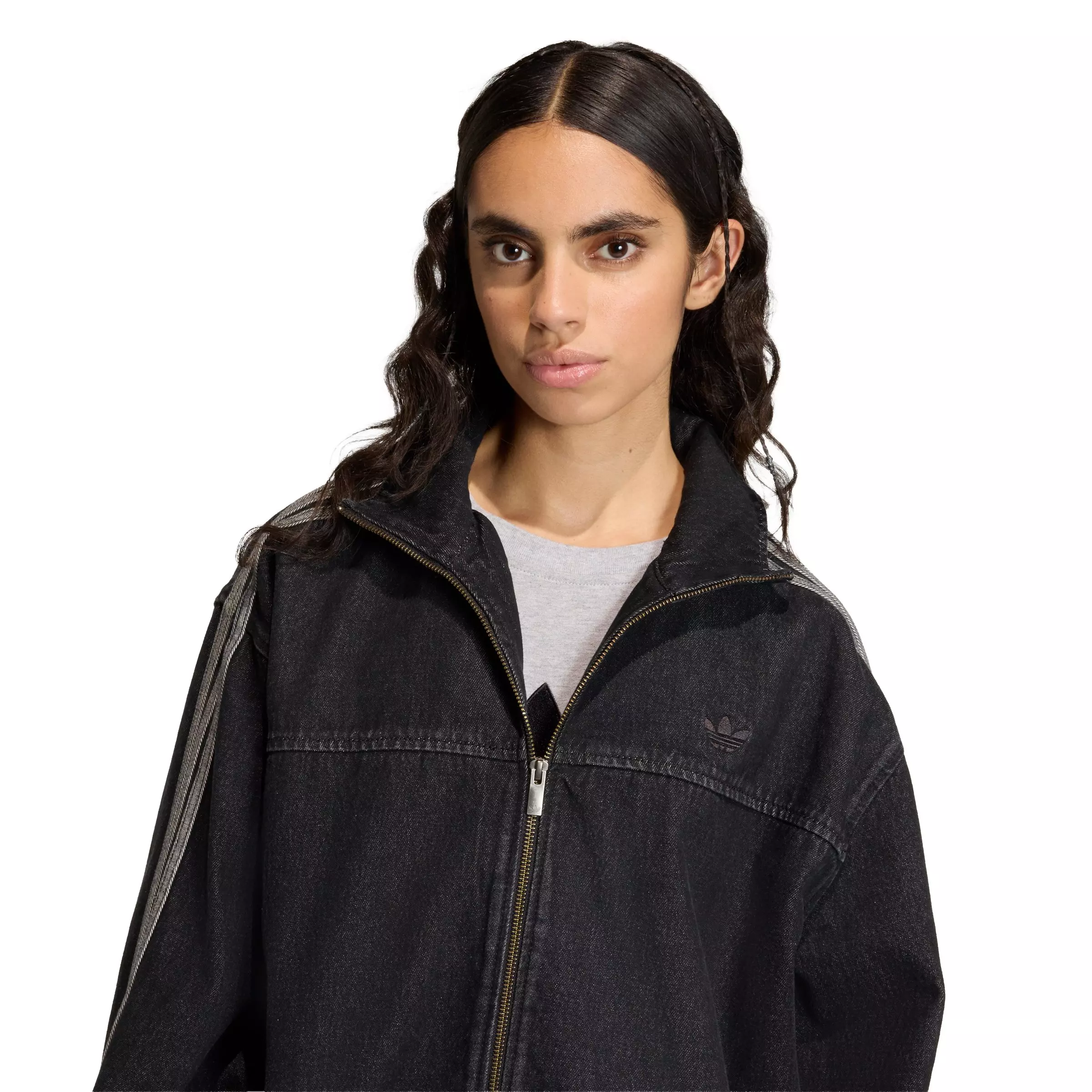 adidas Originals Women's Firebird Adilenium Black Denim Track Jacket - BLACK