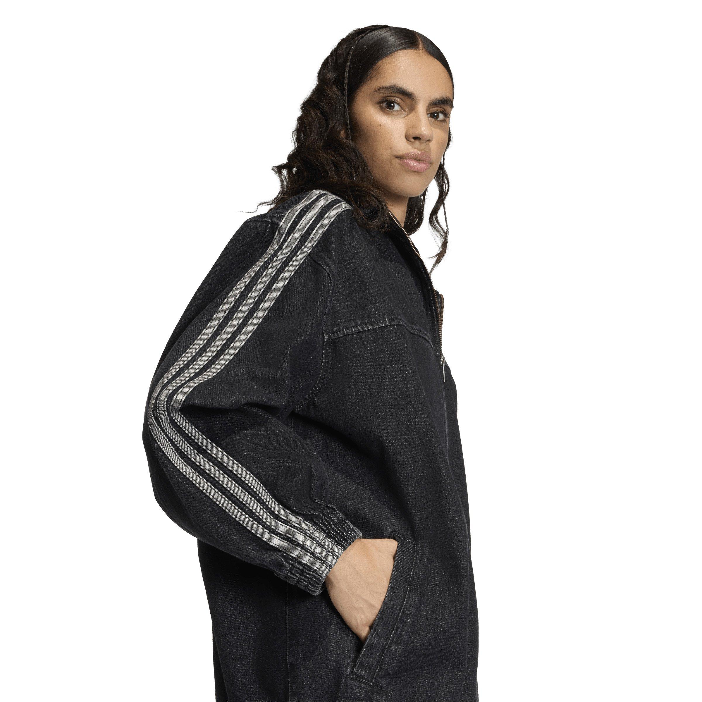 adidas Originals Women's Firebird Adilenium Black Denim Track Jacket - BLACK Thumbnail View 4