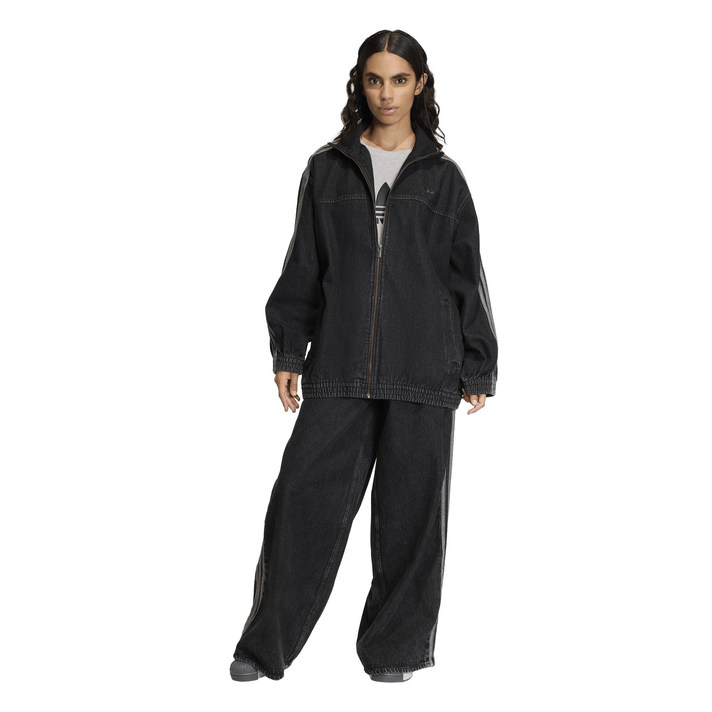 adidas Originals Women's Firebird Adilenium Black Denim Track Jacket - BLACK Thumbnail View 5
