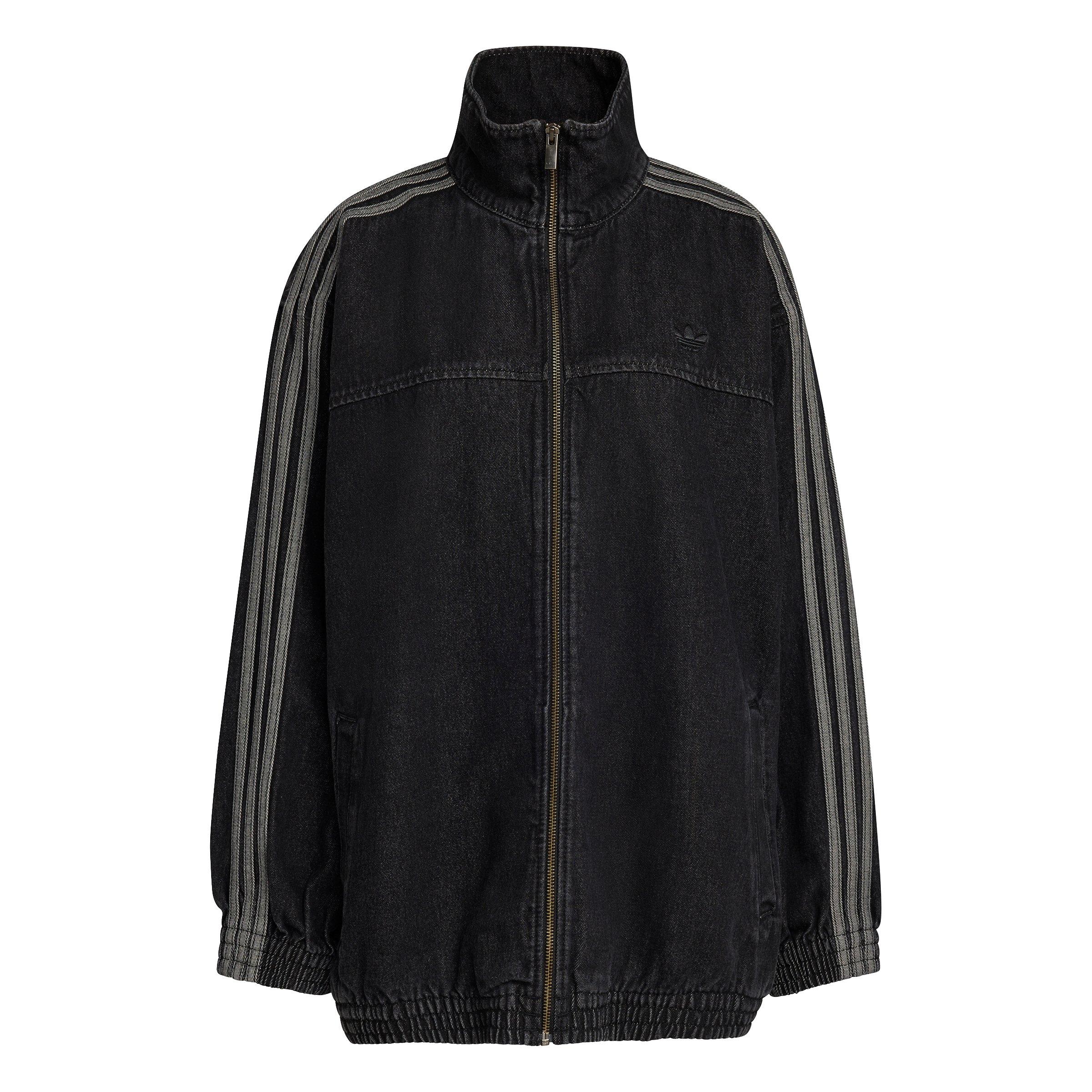 adidas Originals Women's Firebird Adilenium Black Denim Track Jacket - BLACK Thumbnail View 6