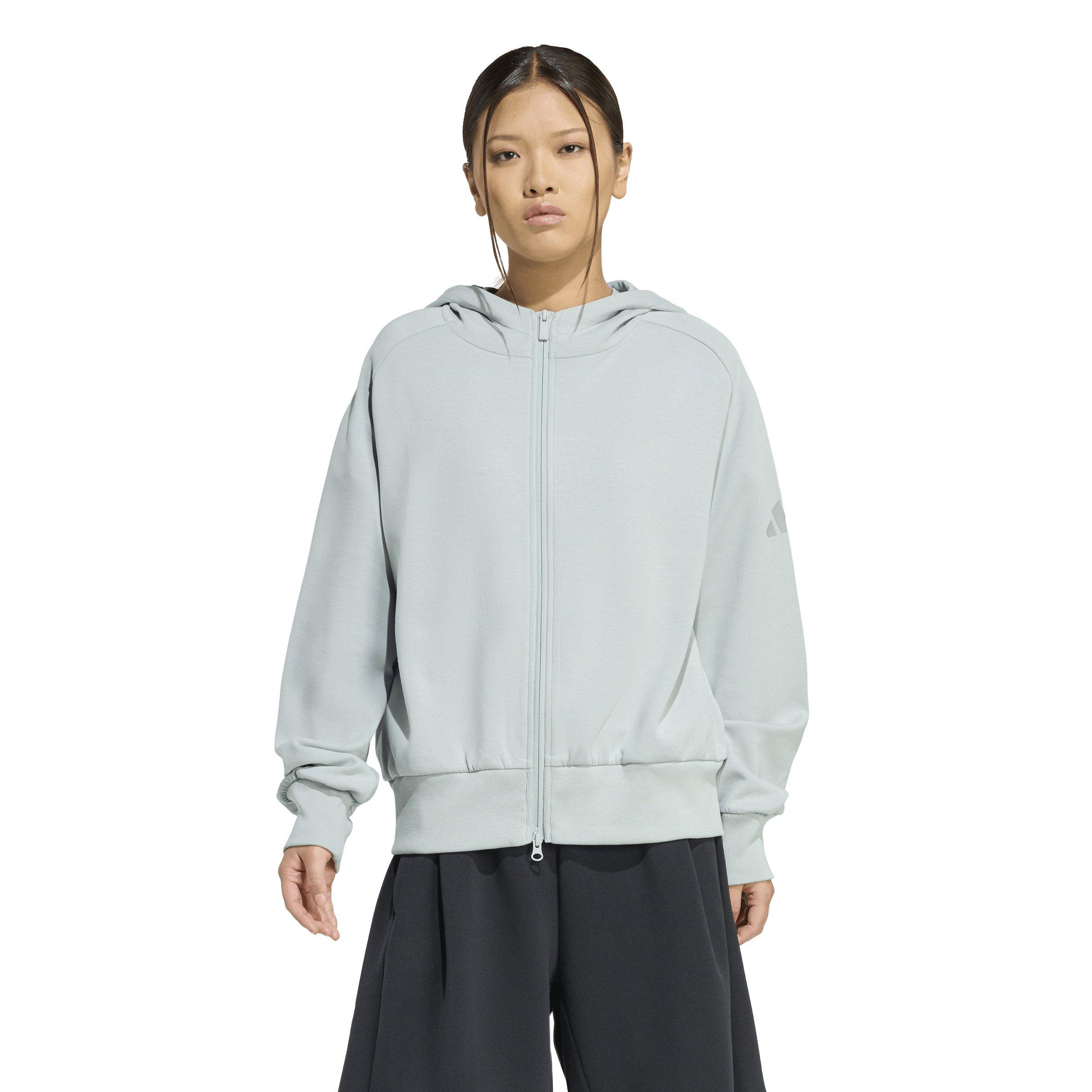 レディースウェア 72 adidas Women's Soft Lux Full-Zip Hooded Jacket - Sage Green