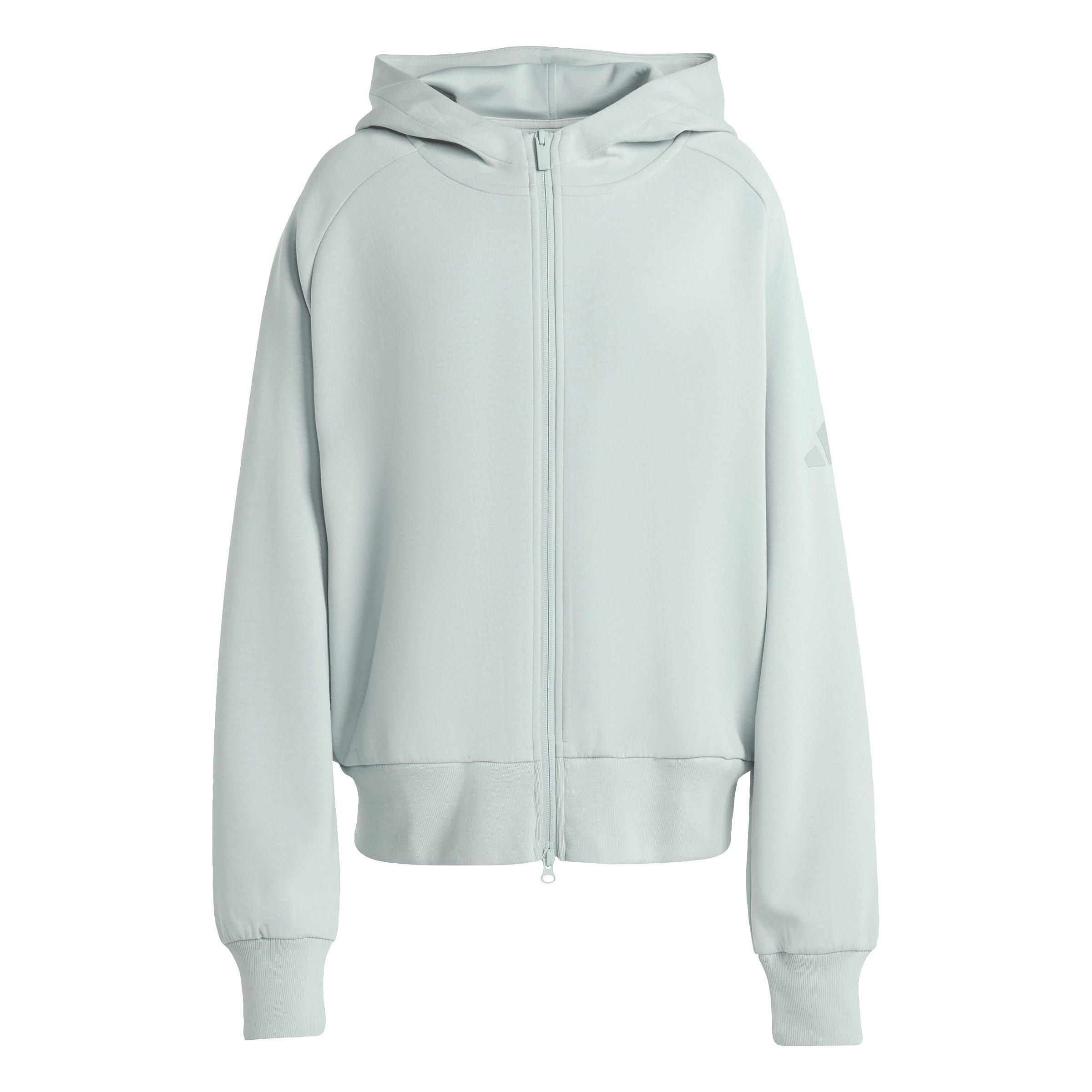 adidas Women's Soft Lux Full-Zip Hooded Jacket - Sage Green - SAGE GREEN Thumbnail View 6