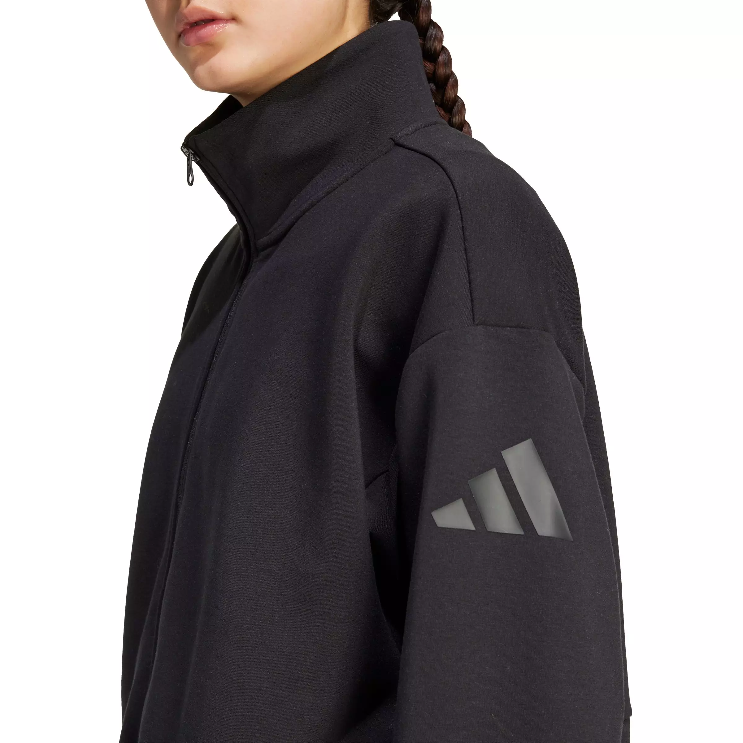 adidas Women's Soft Lux Loose Full-Zip Jacket - Black - BLACK