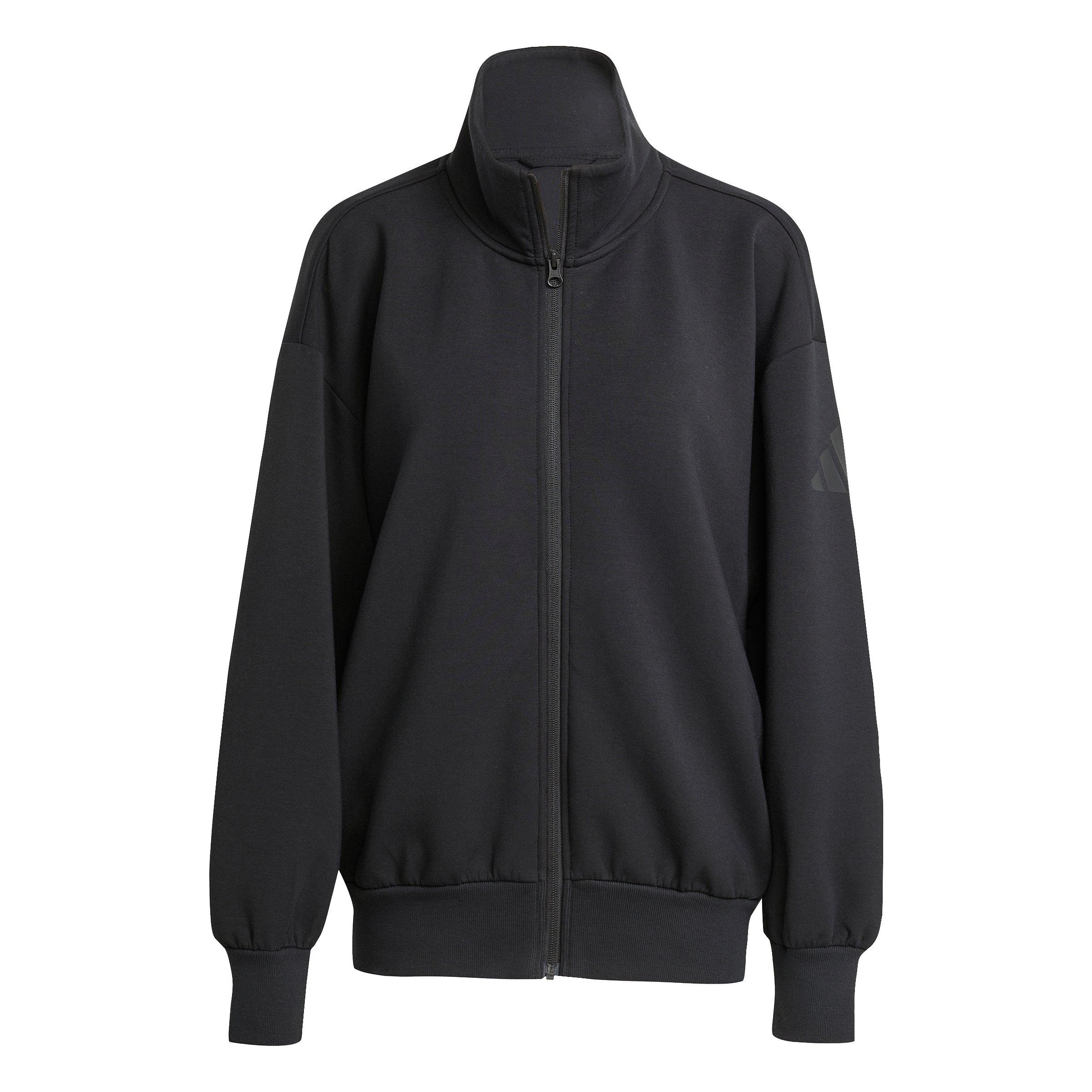 adidas Women's Soft Lux Loose Full-Zip Jacket - Black - BLACK Thumbnail View 6
