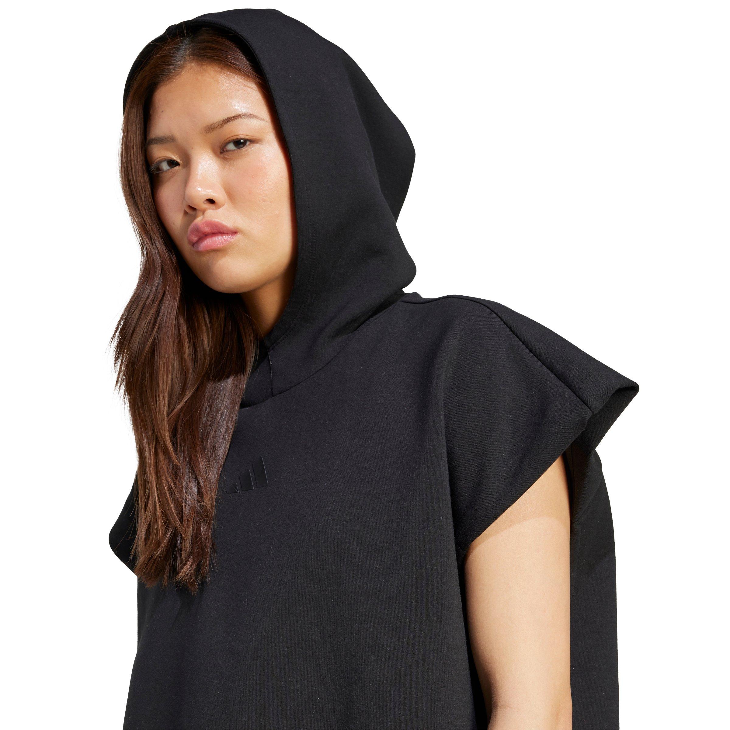 adidas Women's Soft Lux Loose Sleeveless Hoodie - Black - BLACK Thumbnail View 4