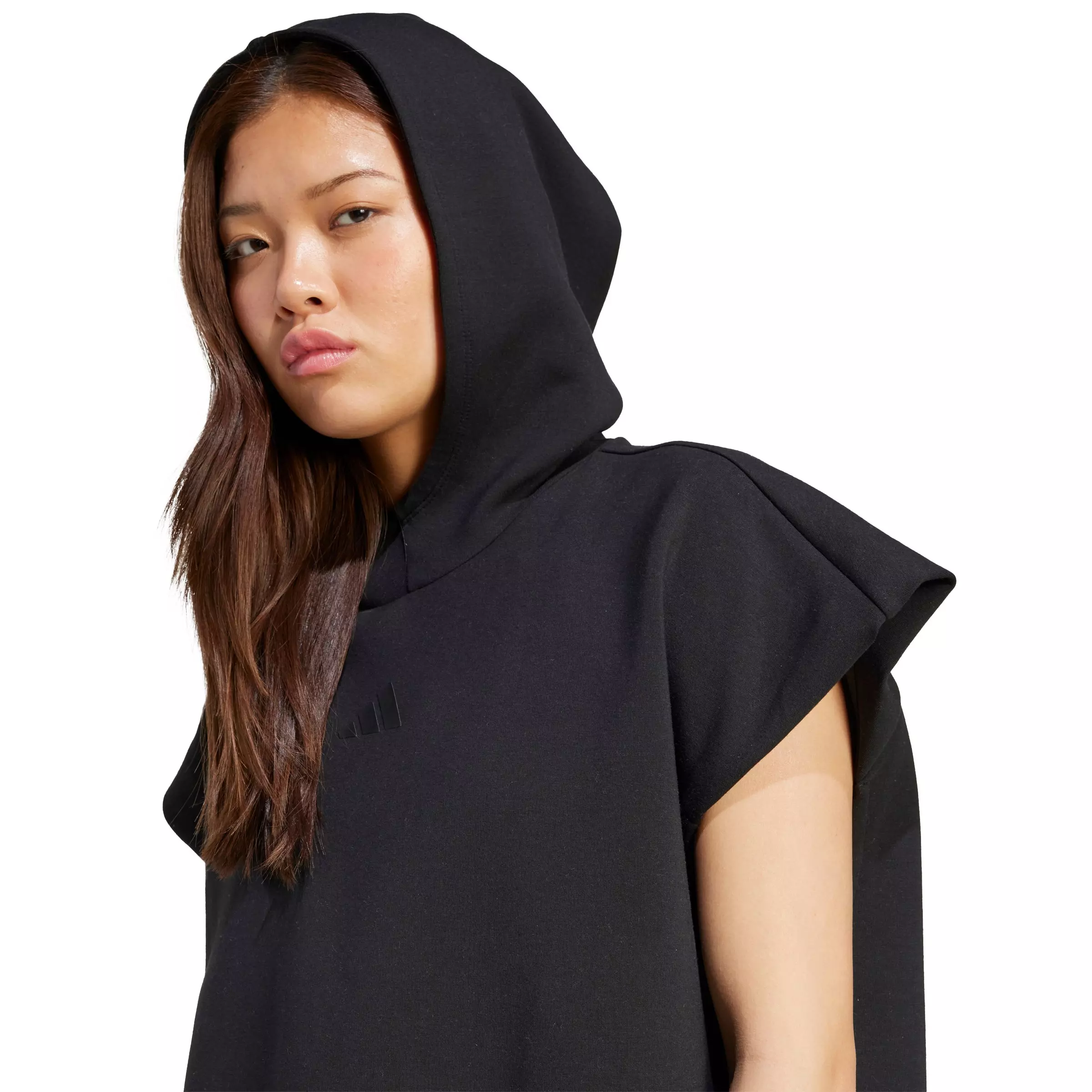 adidas Women's Soft Lux Loose Sleeveless Hoodie - Black - BLACK