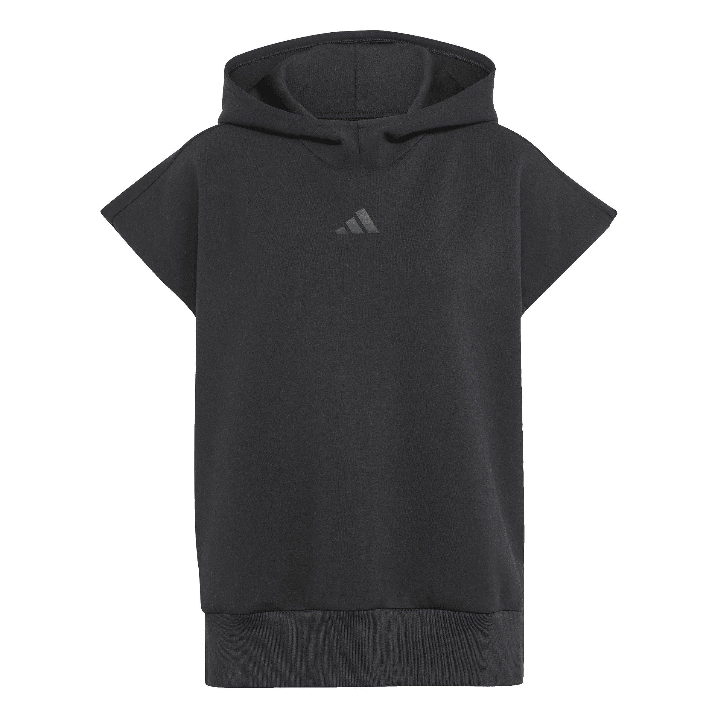 adidas Women's Soft Lux Loose Sleeveless Hoodie - Black - BLACK Thumbnail View 6