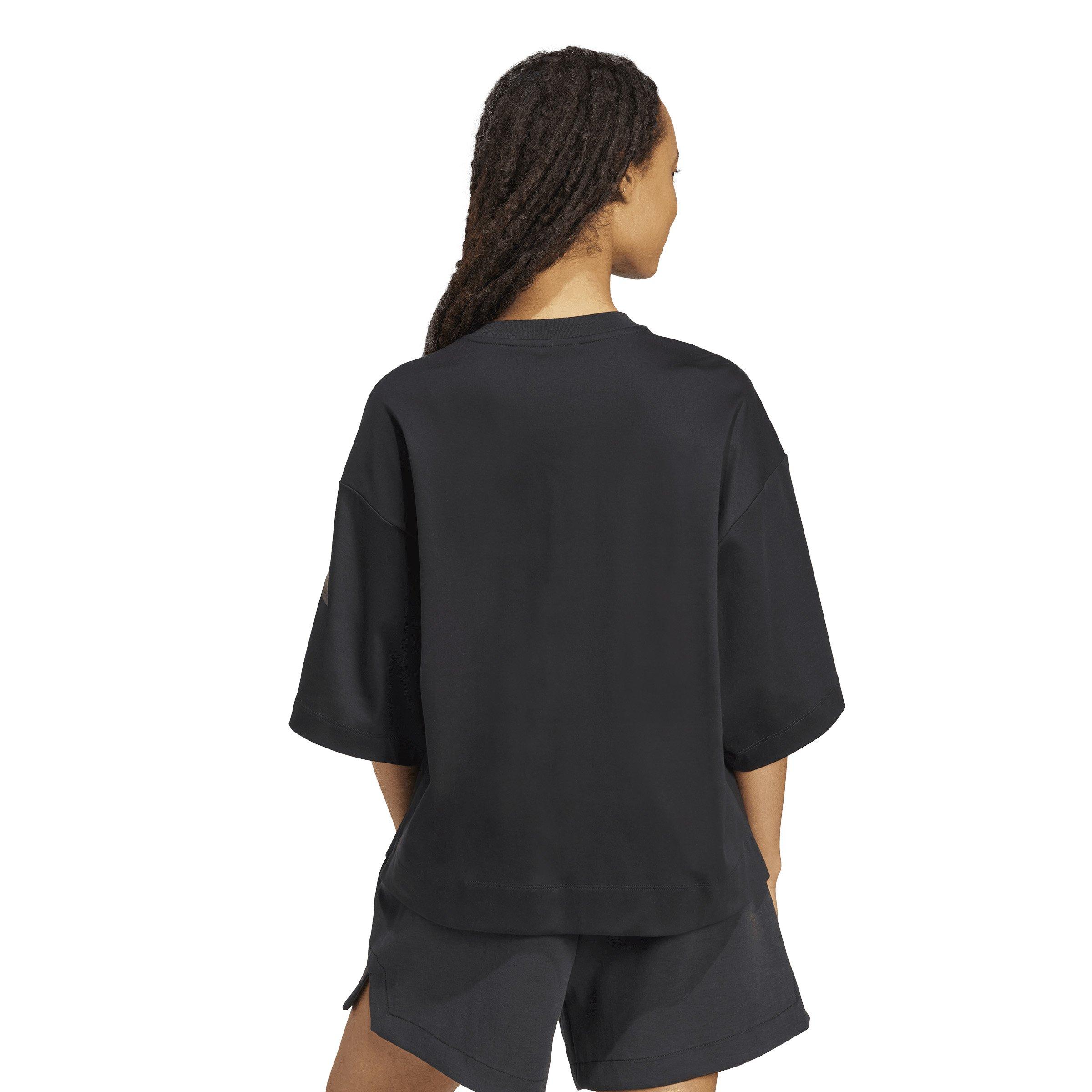 adidas Women's Soft Lux Loose T-Shirt - Black - BLACK Thumbnail View 2