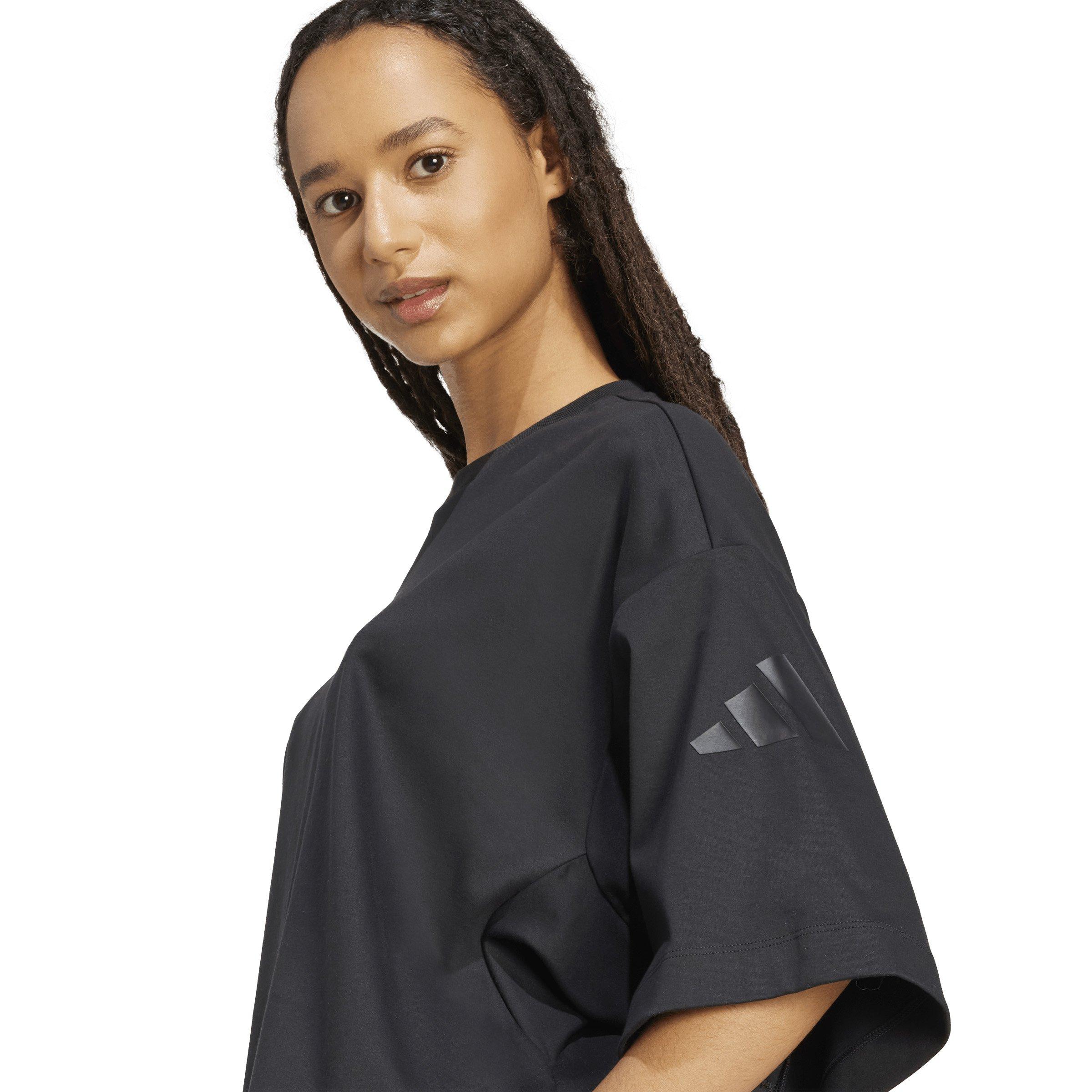 adidas Women's Soft Lux Loose T-Shirt - Black - BLACK Thumbnail View 4