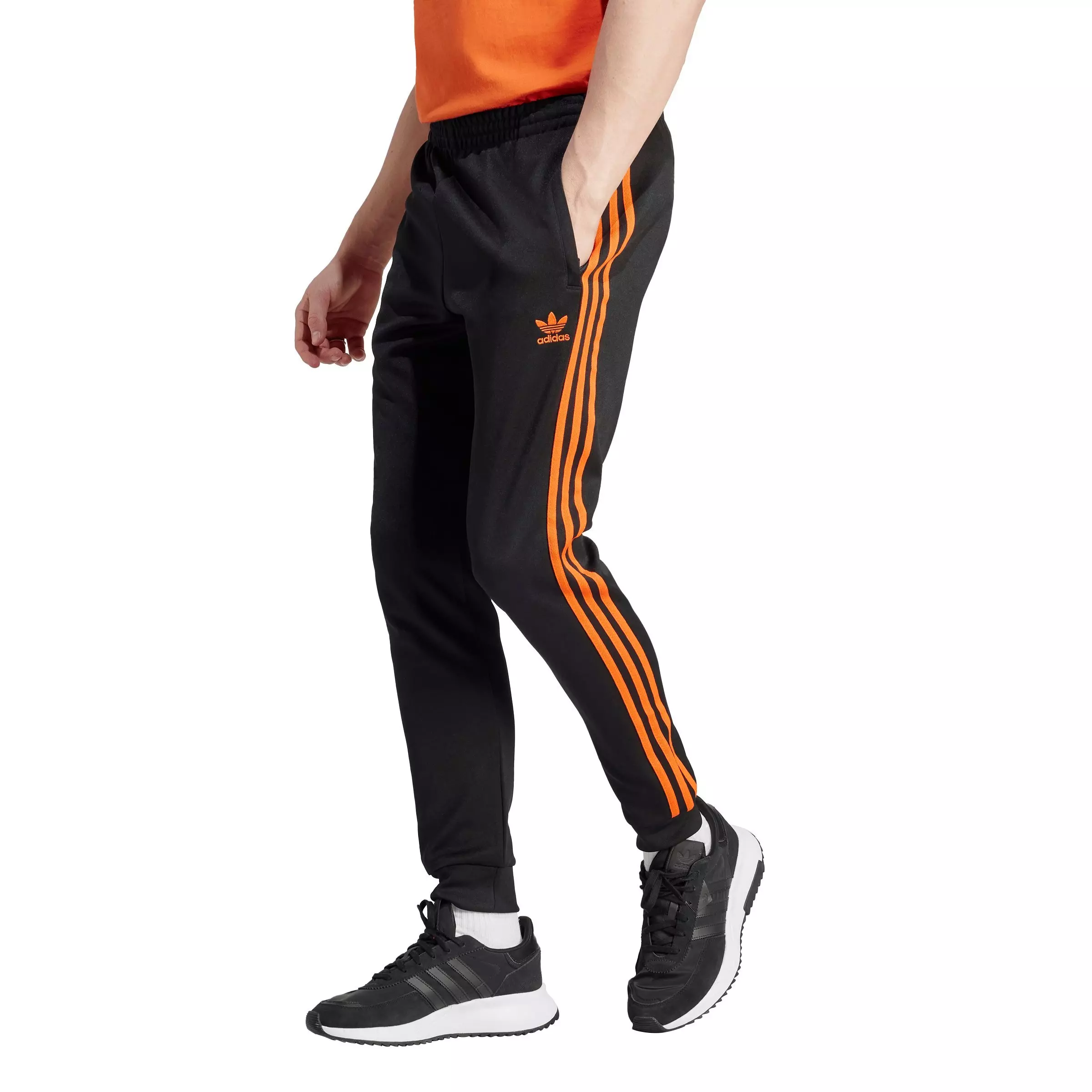 adidas Originals Men's Adicolor Classics SST Tracksuit Bottom -Black/Orange - BLACK/ORANGE