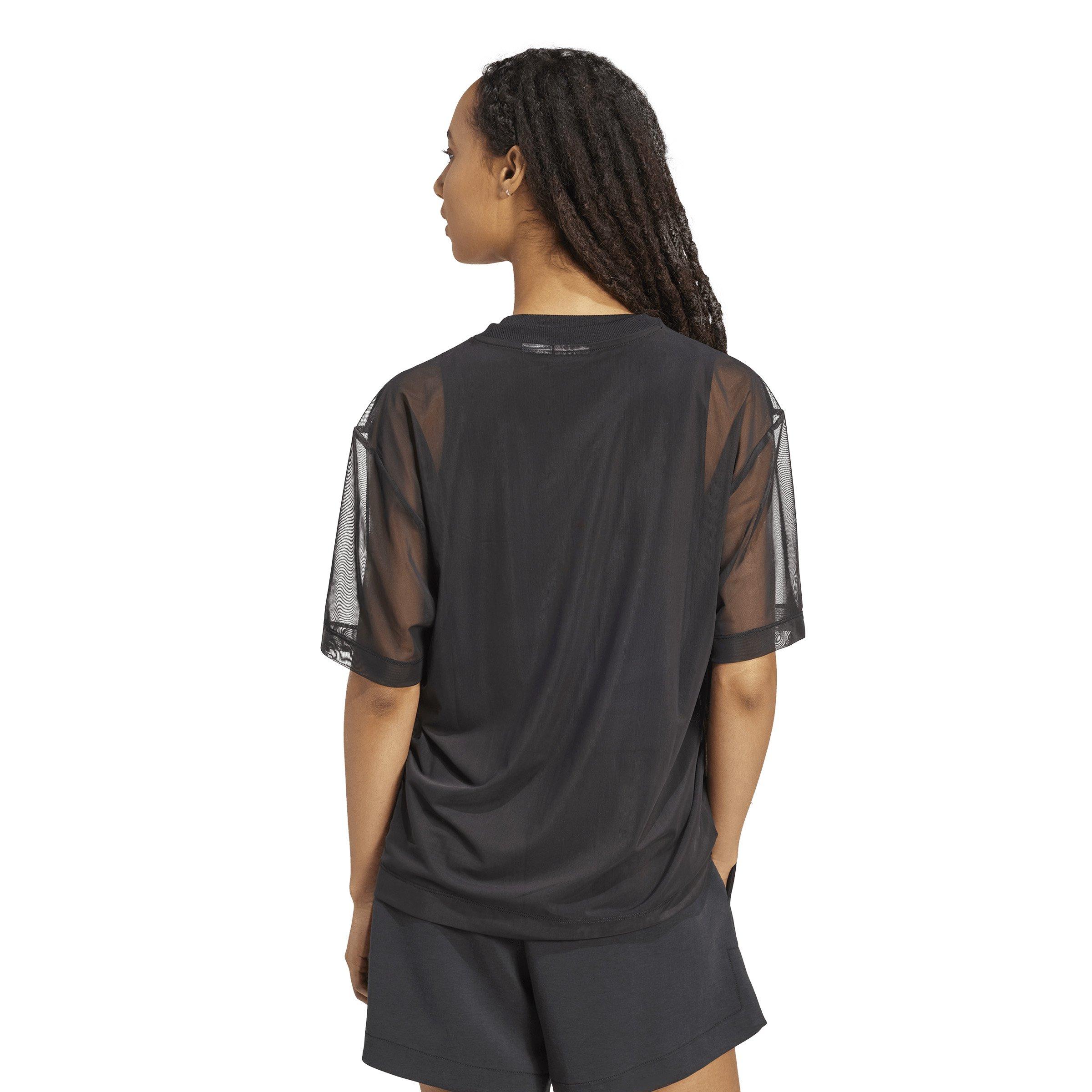 adidas Women's Soft Lux Mesh T-Shirt - Black - BLACK Thumbnail View 2