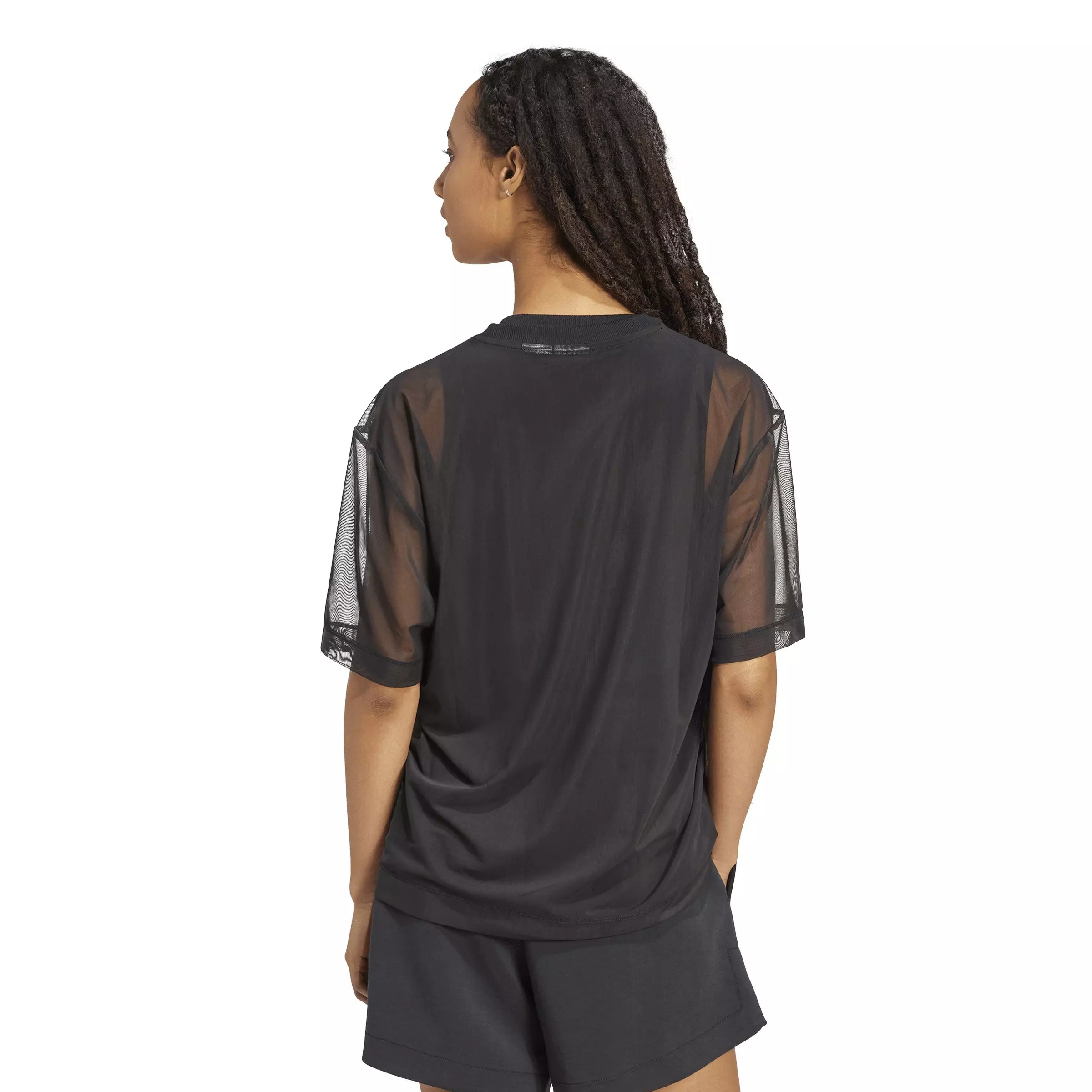 adidas Women's Soft Lux Mesh T-Shirt - Black - BLACK