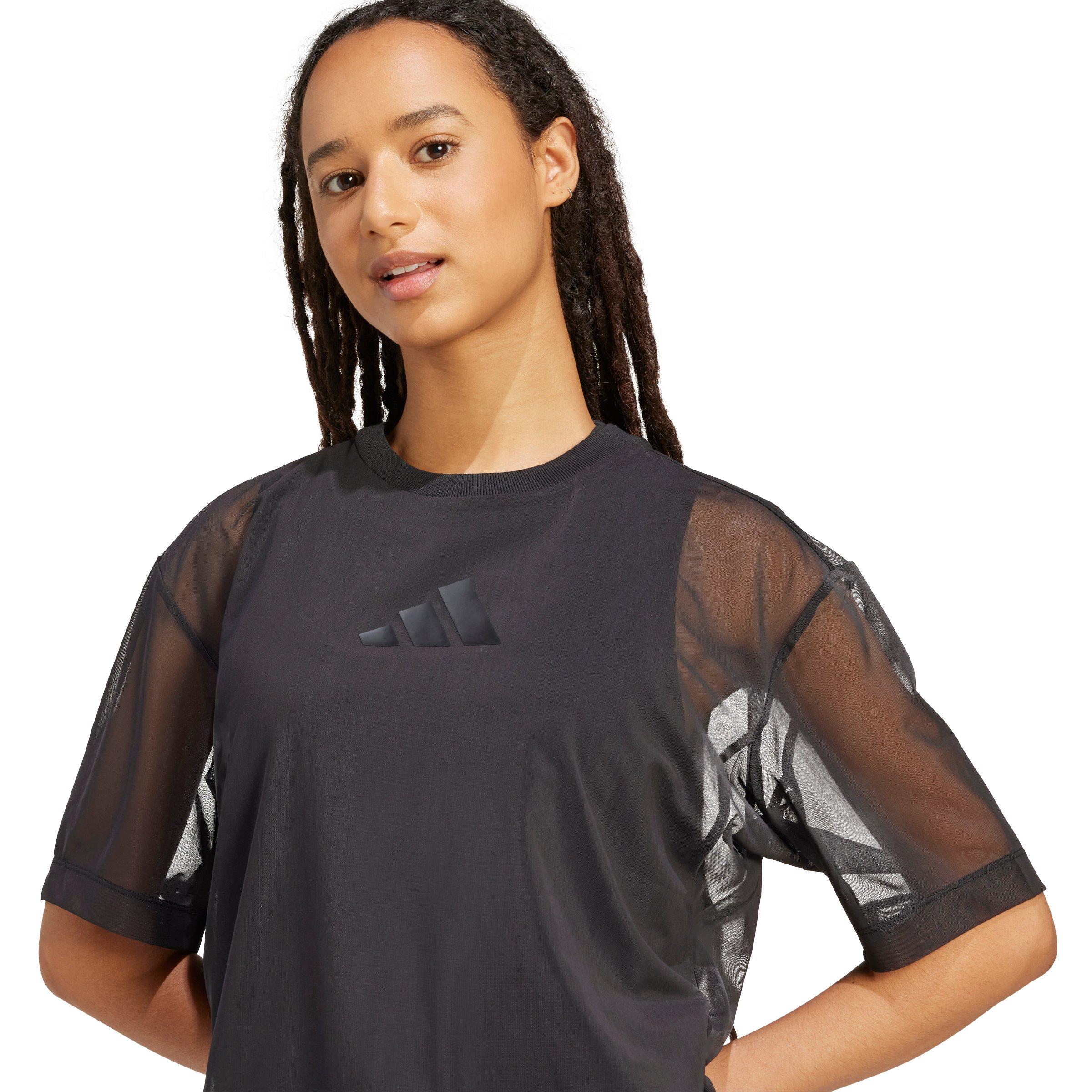 adidas Women's Soft Lux Mesh T-Shirt - Black - BLACK Thumbnail View 3