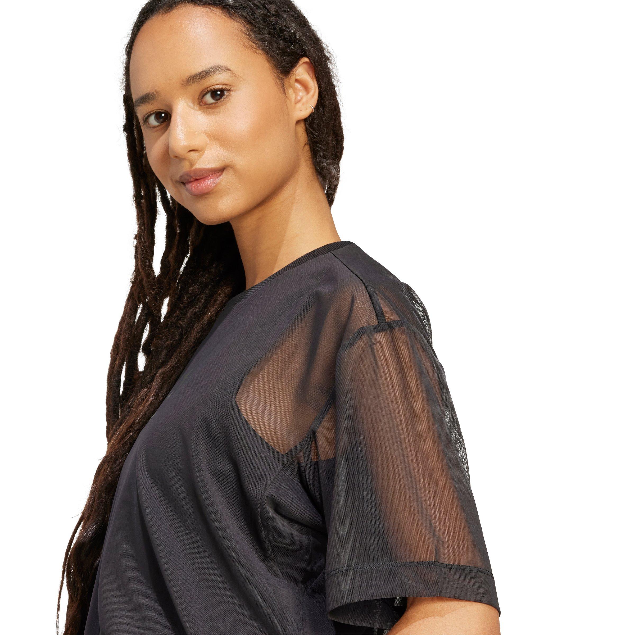 adidas Women's Soft Lux Mesh T-Shirt - Black - BLACK Thumbnail View 4