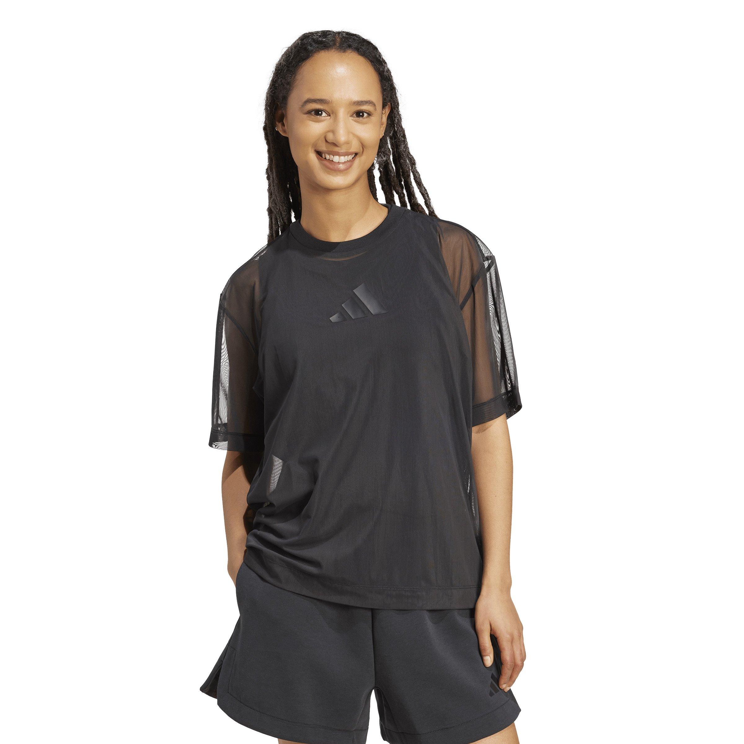adidas Women's Soft Lux Mesh T-Shirt - Black - BLACK Thumbnail View 5
