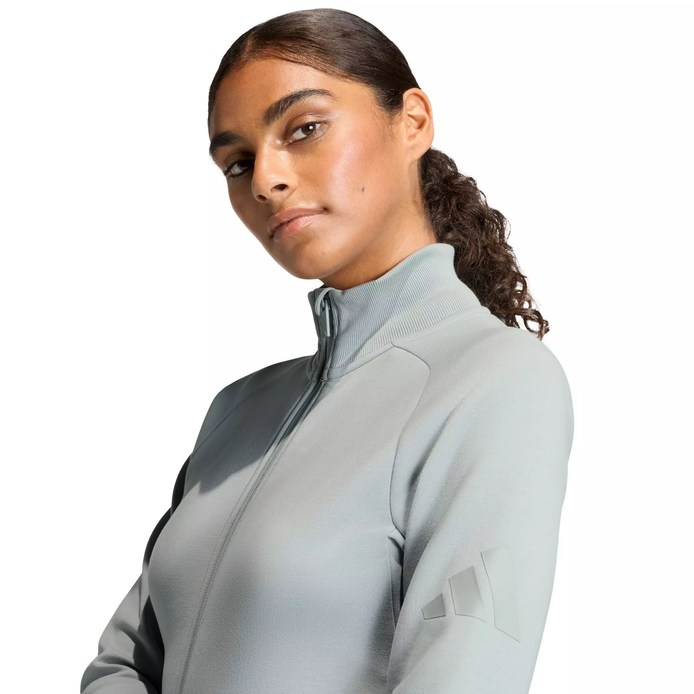 adidas Women's Soft Lux Slim Track Top - Sage Green - SAGE GREEN