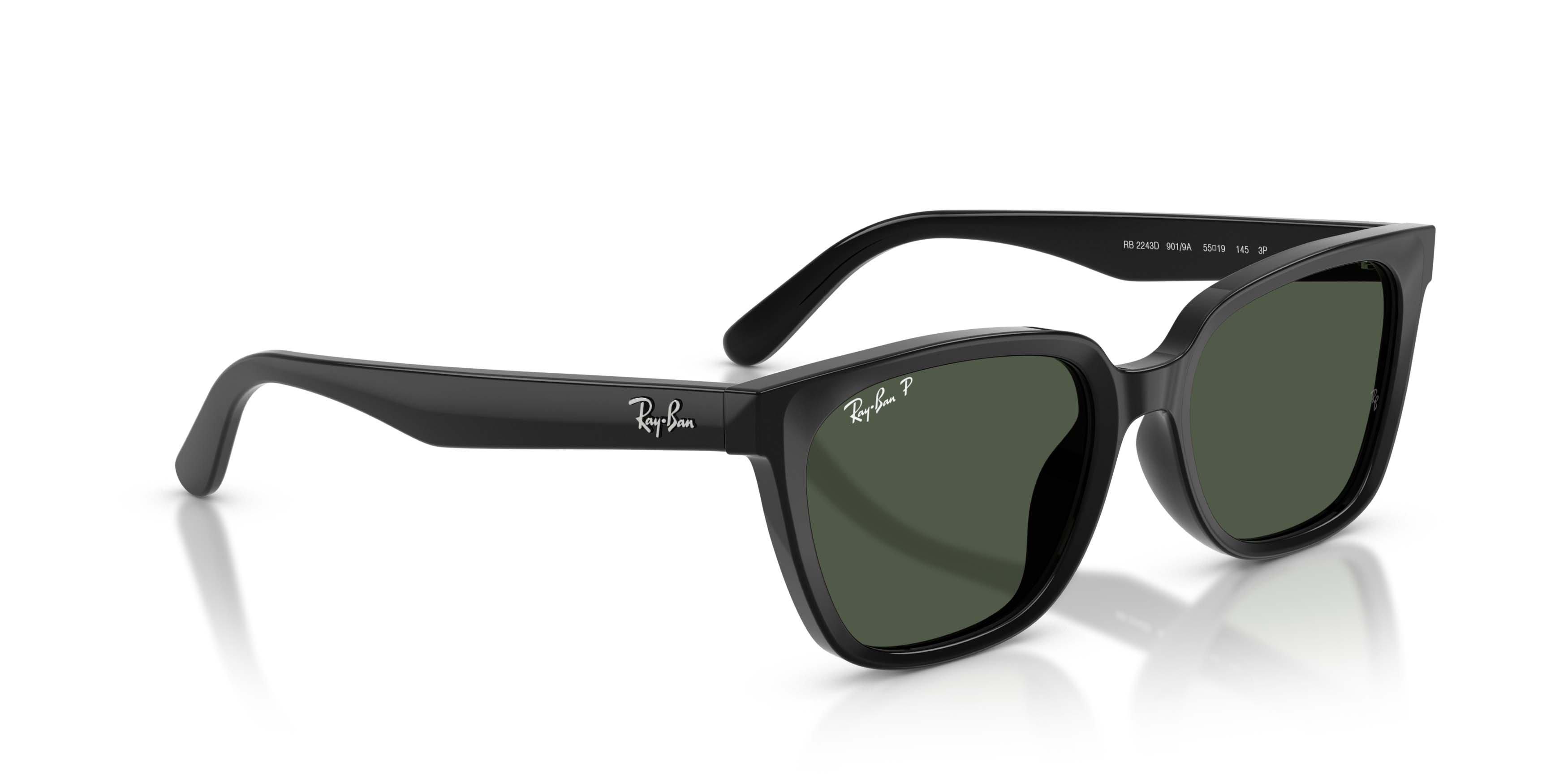 Ray-Ban RB2243D Dark Green Polarized Sunglasses - Black - BLACK/GREEN