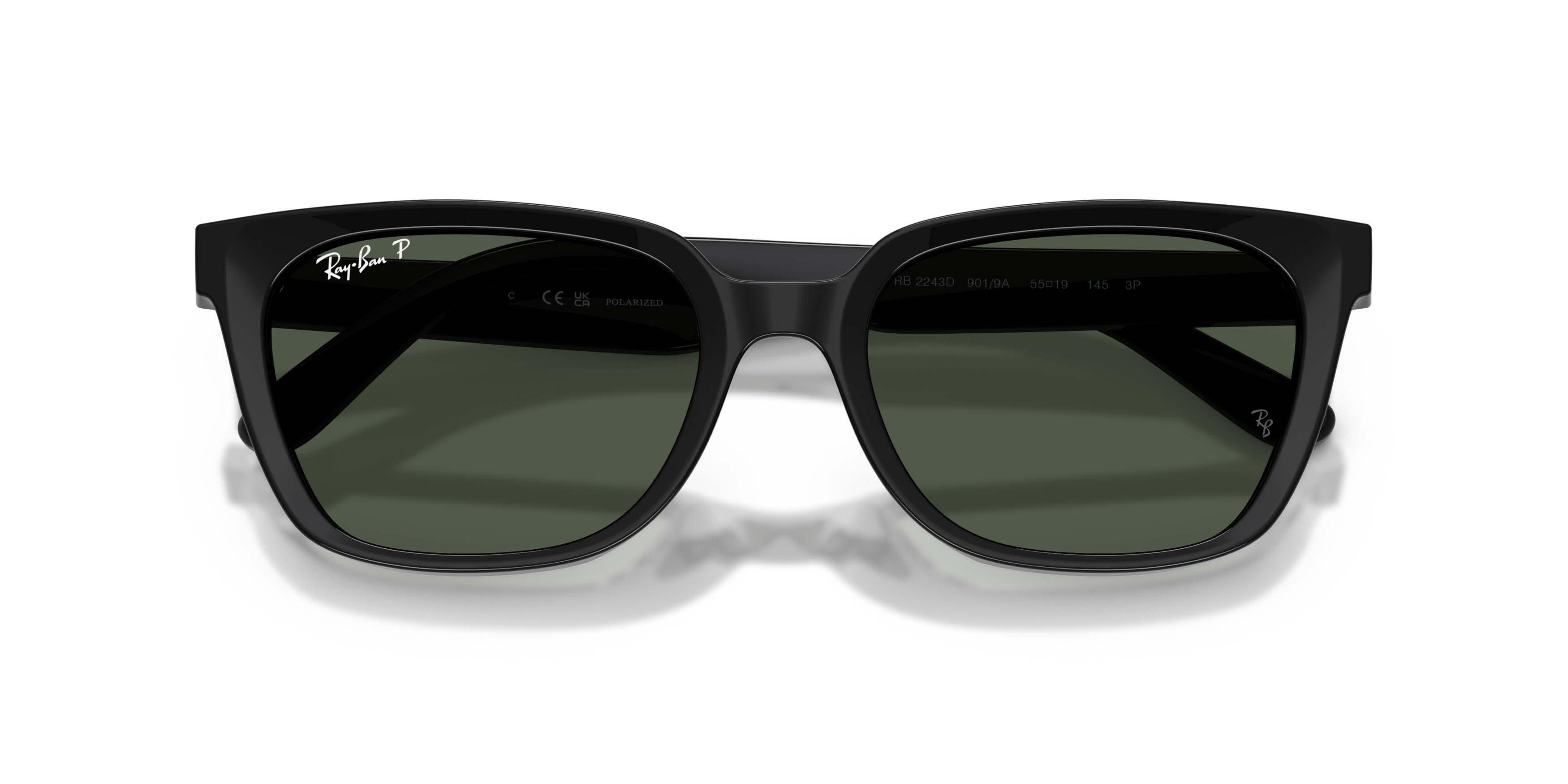 Ray-Ban RB2243D Dark Green Polarized Sunglasses - Black - BLACK/GREEN