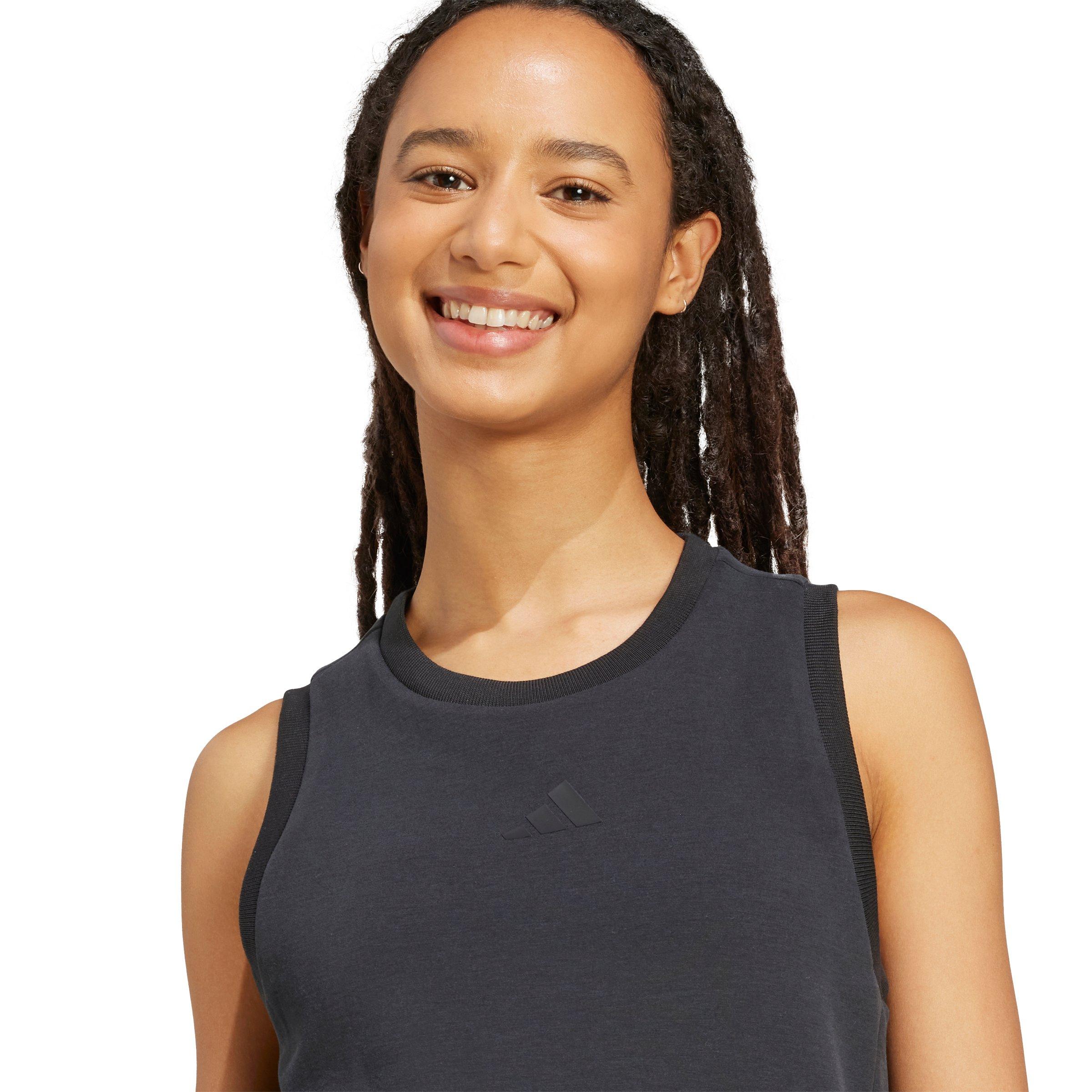 adidas Women's Soft Lux Tank Top - Black - BLACK Thumbnail View 3
