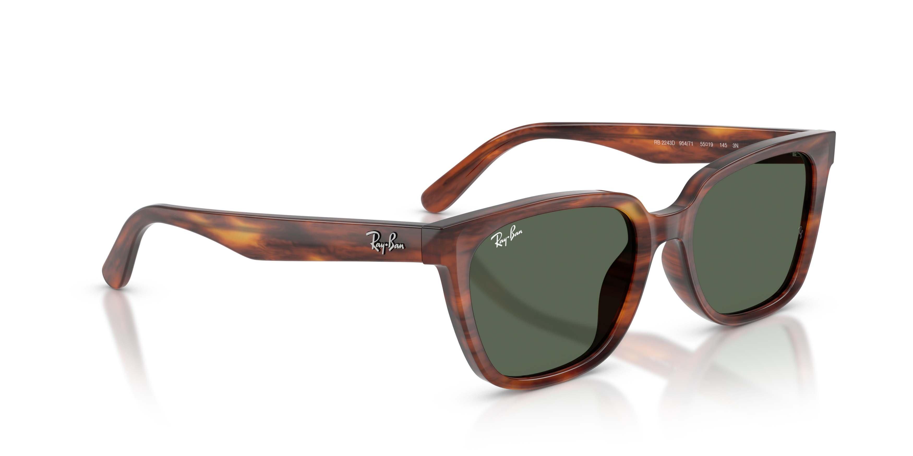Ray-Ban RB2243D Dark Green Sunglasses - Havana Striped - BROWN/GREEN