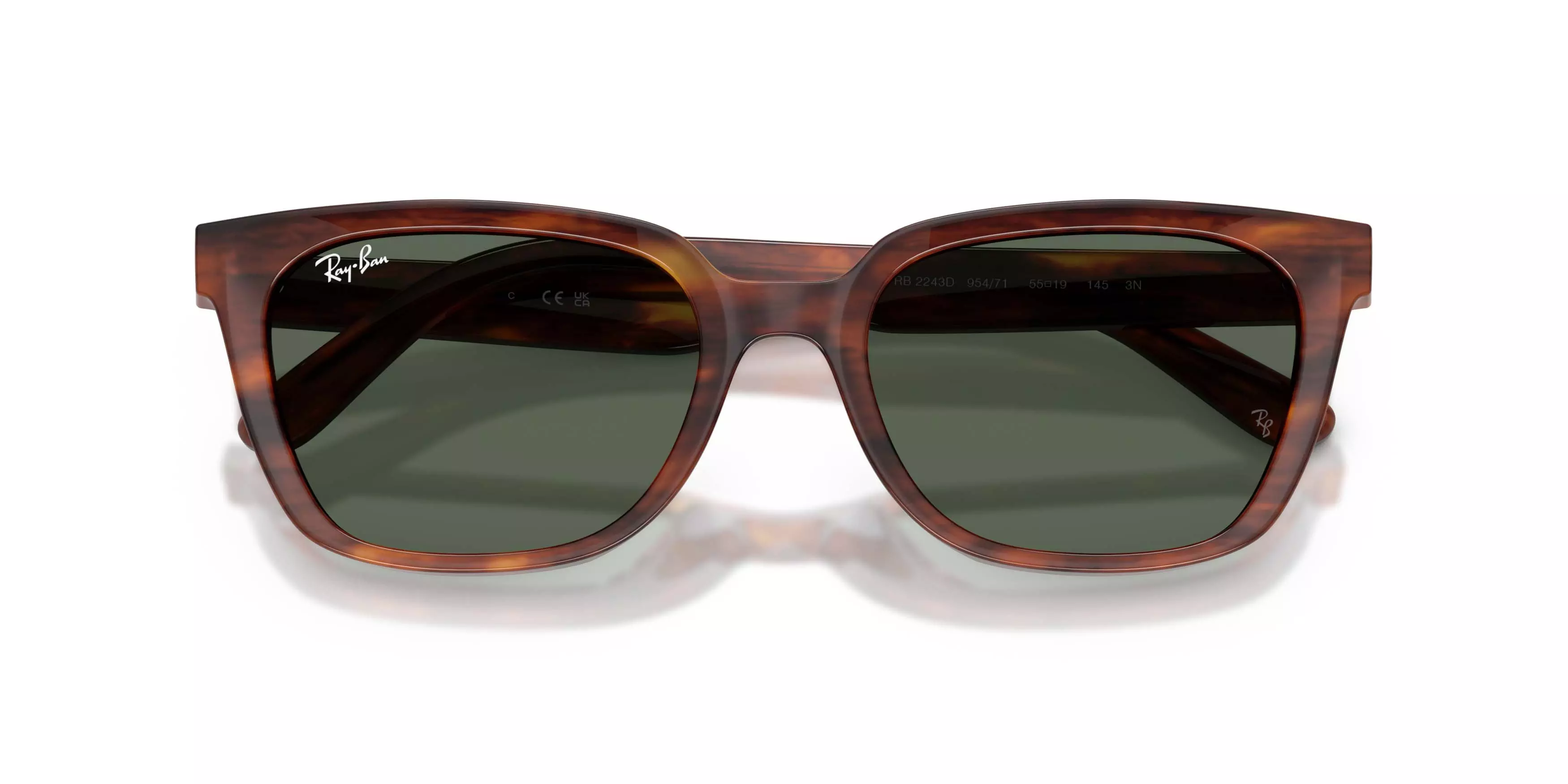 Ray-Ban RB2243D Dark Green Sunglasses - Havana Striped - BROWN/GREEN