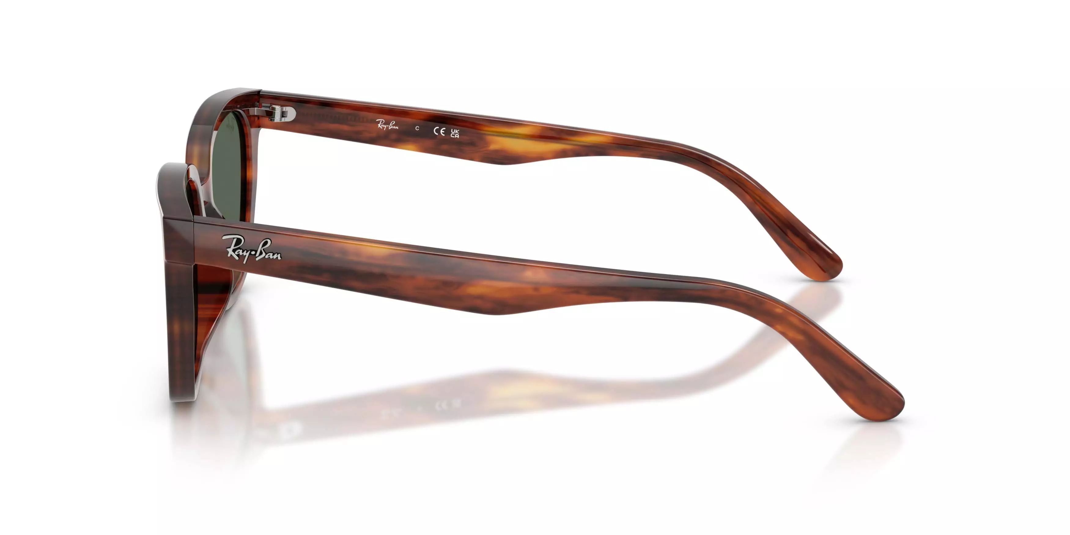 Ray-Ban RB2243D Dark Green Sunglasses - Havana Striped - BROWN/GREEN