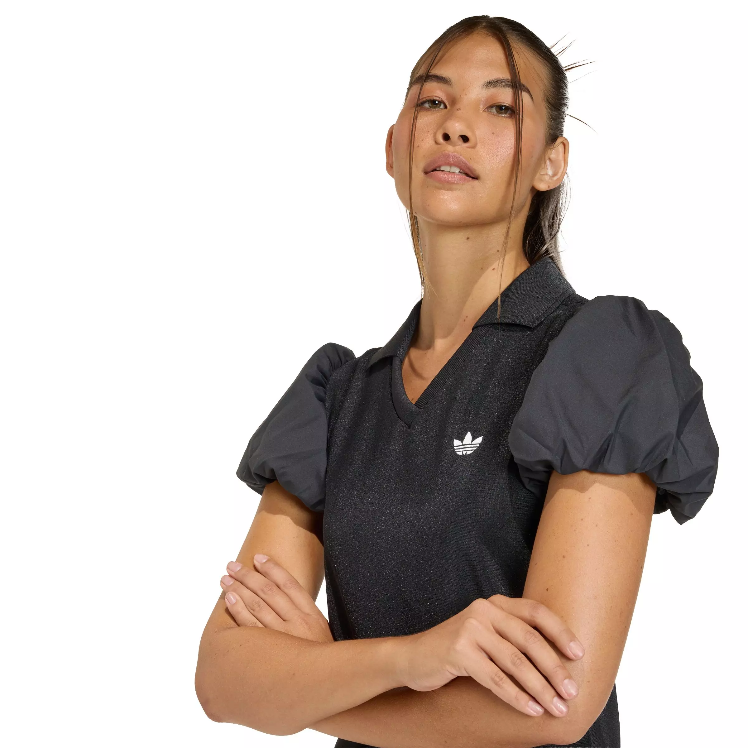adidas Originals Women's Dress with Balloon Sleeves - Black - BLACK