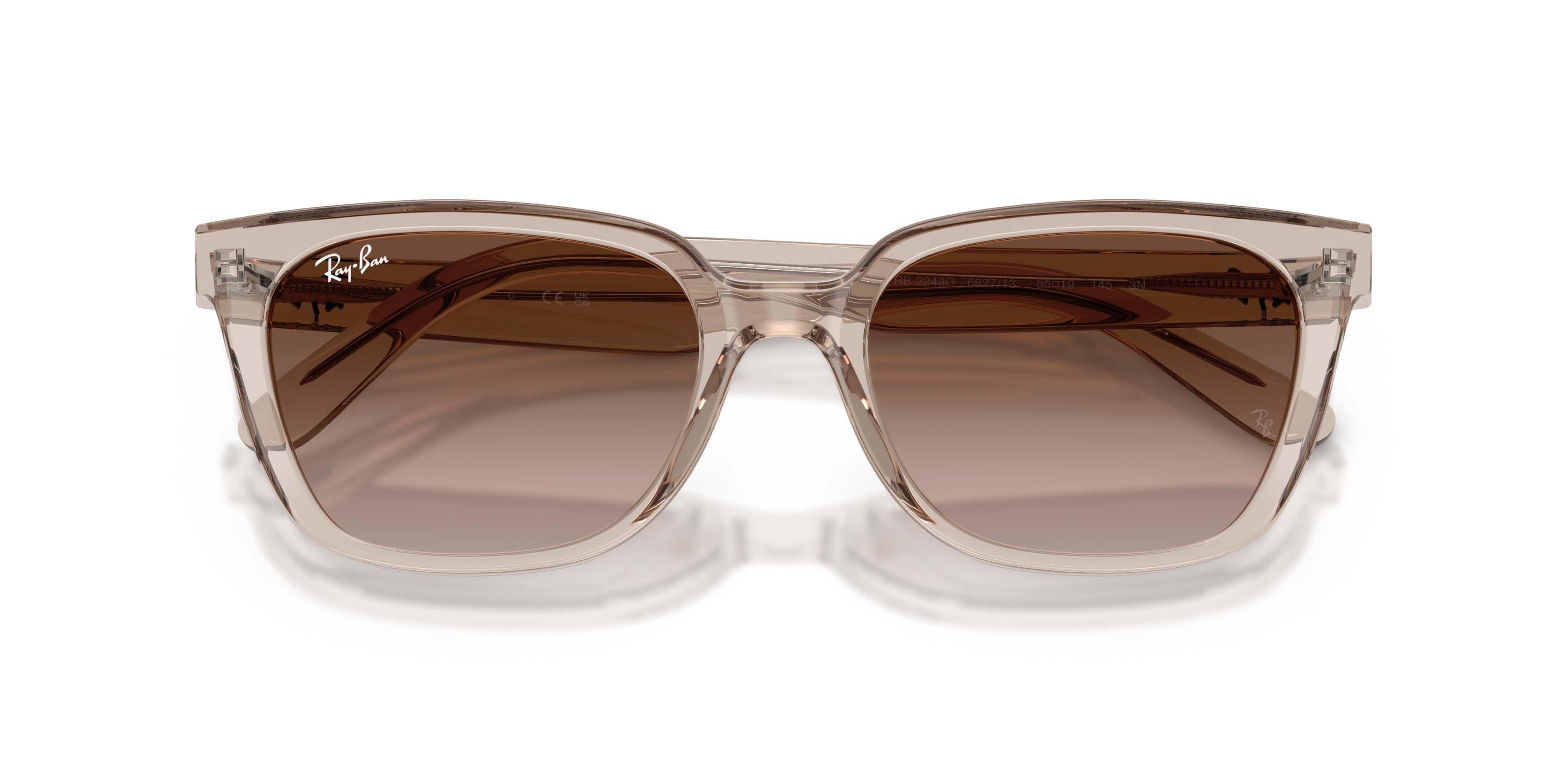 Ray-Ban RB2243D Light Brown Gradient Dark Brown Sunglasses - Transparent Light Brown - LT BROWN