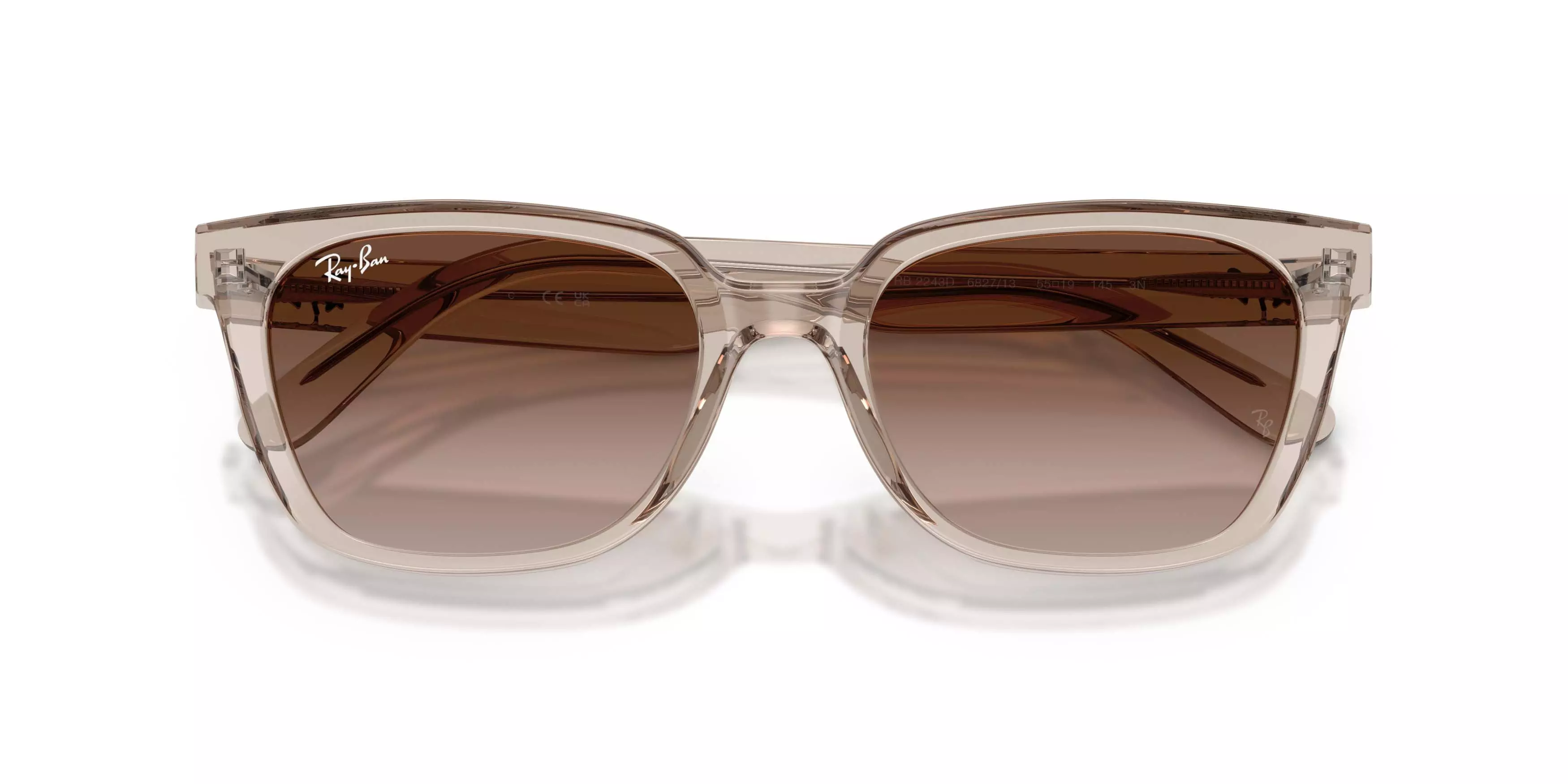 Ray-Ban RB2243D Light Brown Gradient Dark Brown Sunglasses - Transparent Light Brown - LT BROWN
