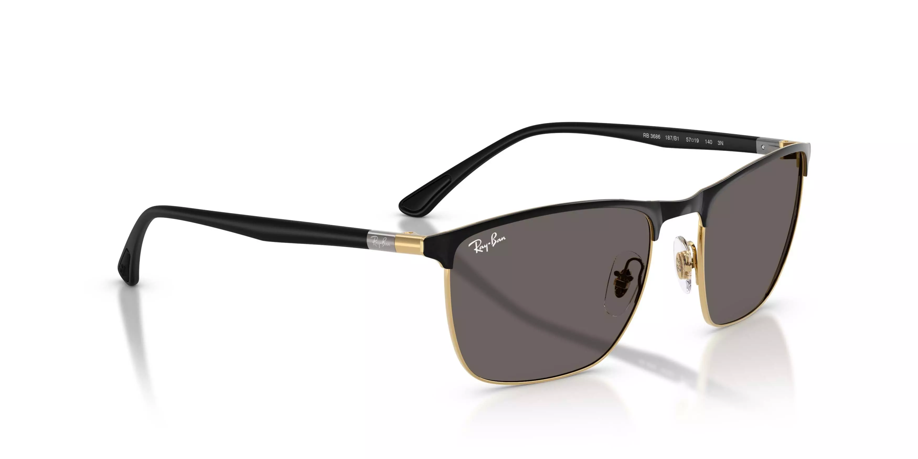 Ray-Ban RB3686 Dark Grey Sunglasses - Black on Arista - BLACK/GREY