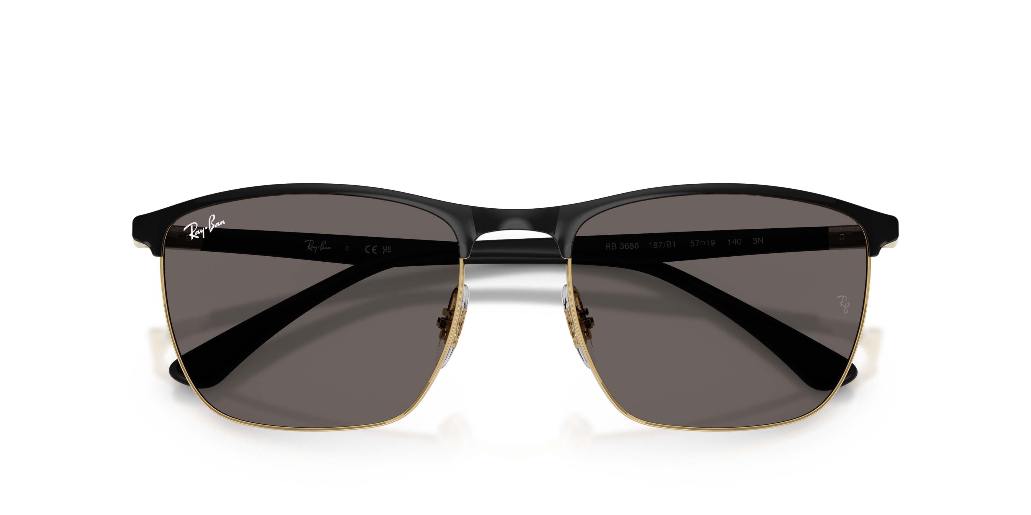 Ray-Ban RB3686 Dark Grey Sunglasses - Black on Arista - BLACK/GREY
