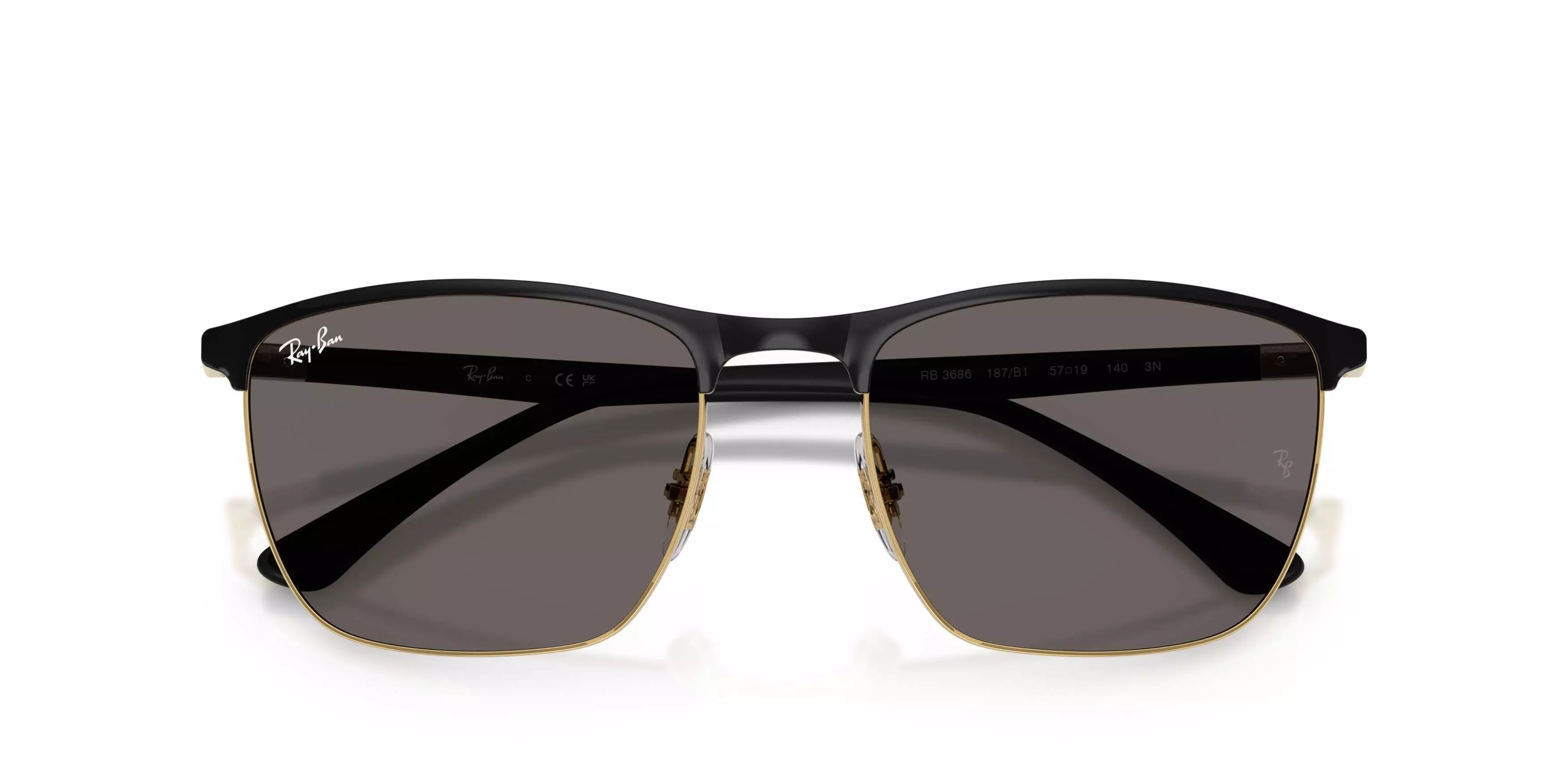 Ray-Ban RB3686 Dark Grey Sunglasses - Black on Arista - BLACK/GREY